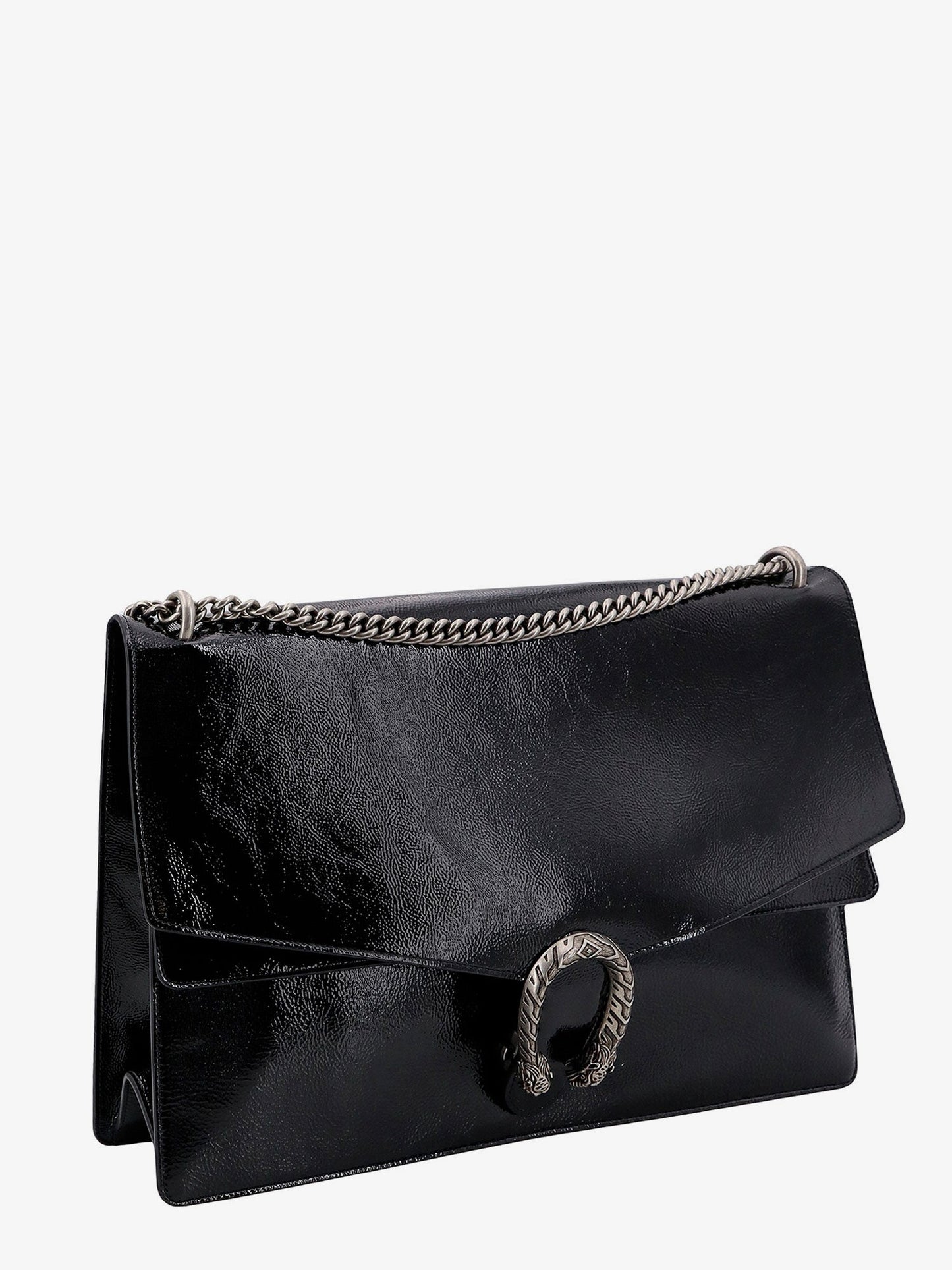 Gucci Patent Leather Shoulder Bag With Iconic Tiger's Head