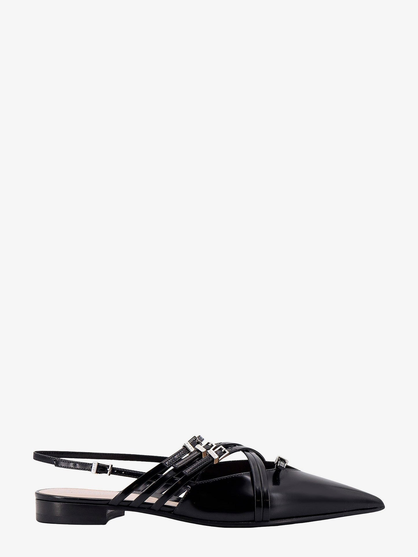 Gucci Leather Slingback With Bands And Gucci Buckle