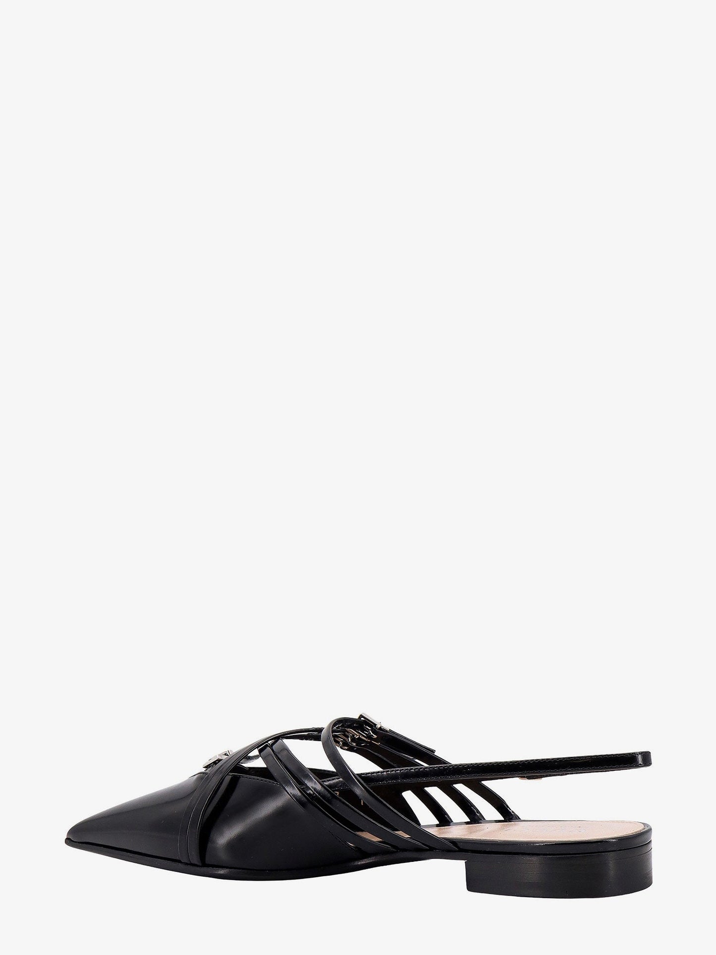 Gucci Leather Slingback With Bands And Gucci Buckle