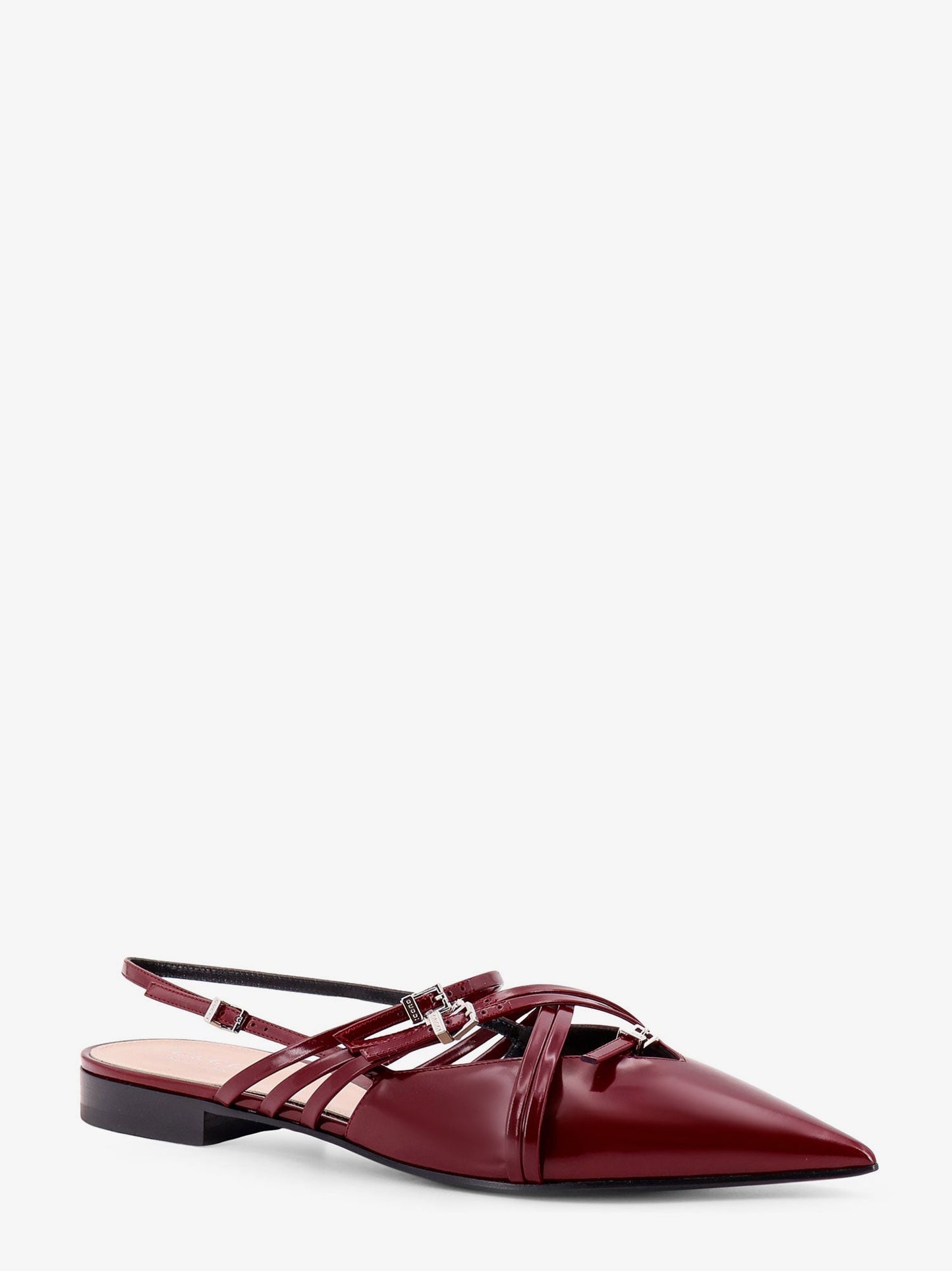 Gucci Leather Slingback With Bands And Gucci Buckle