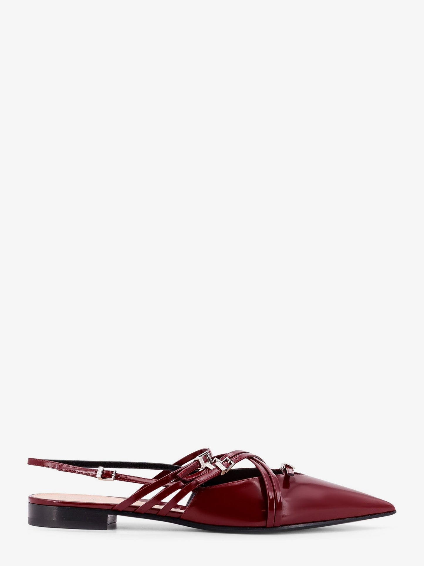 Gucci Leather Slingback With Bands And Gucci Buckle