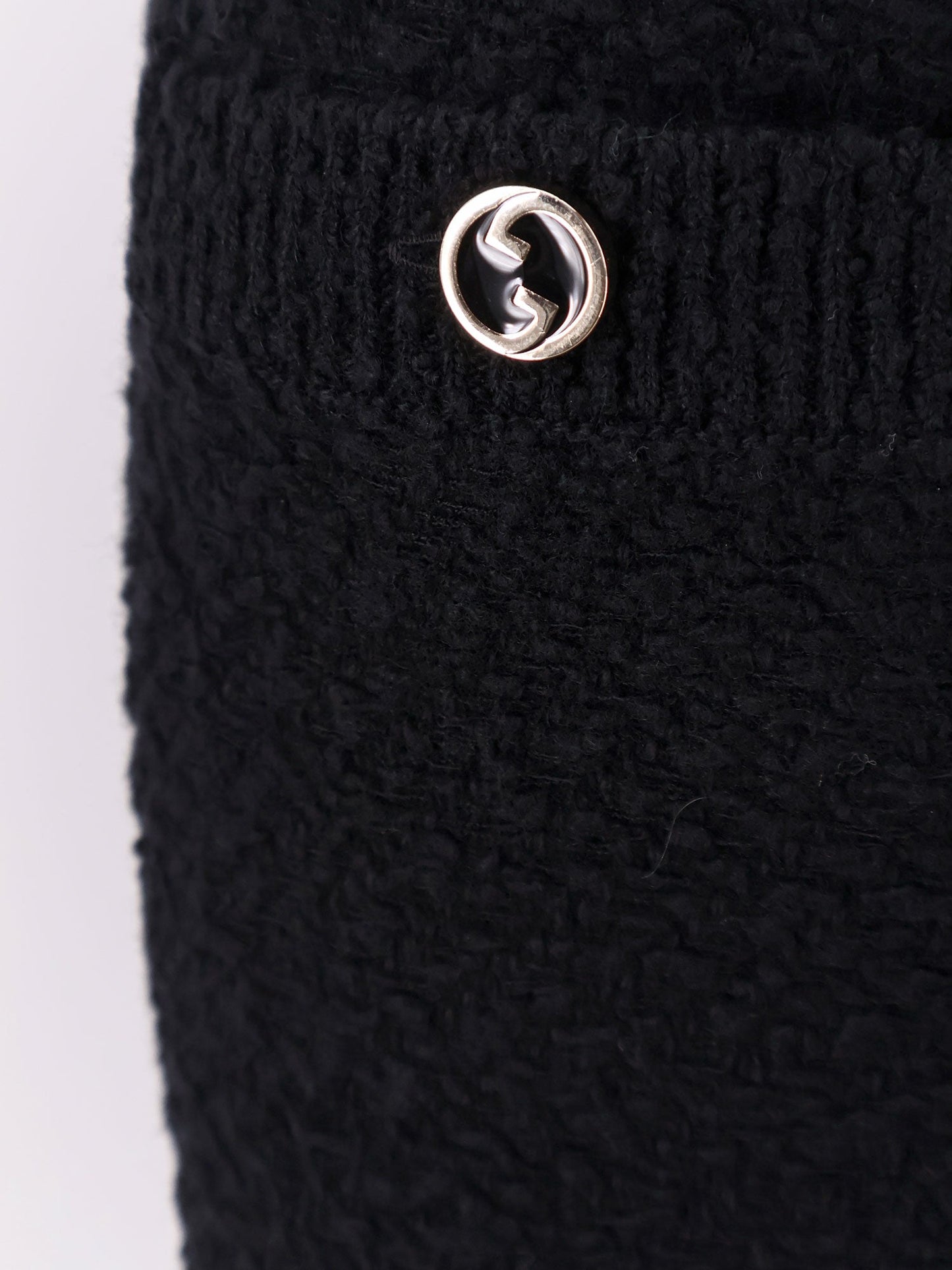 Gucci Wool Skirt With Bouclé Effect, Mini Lenght And Pockets With Ribbed Profiles And Gg Enamelled Buttons