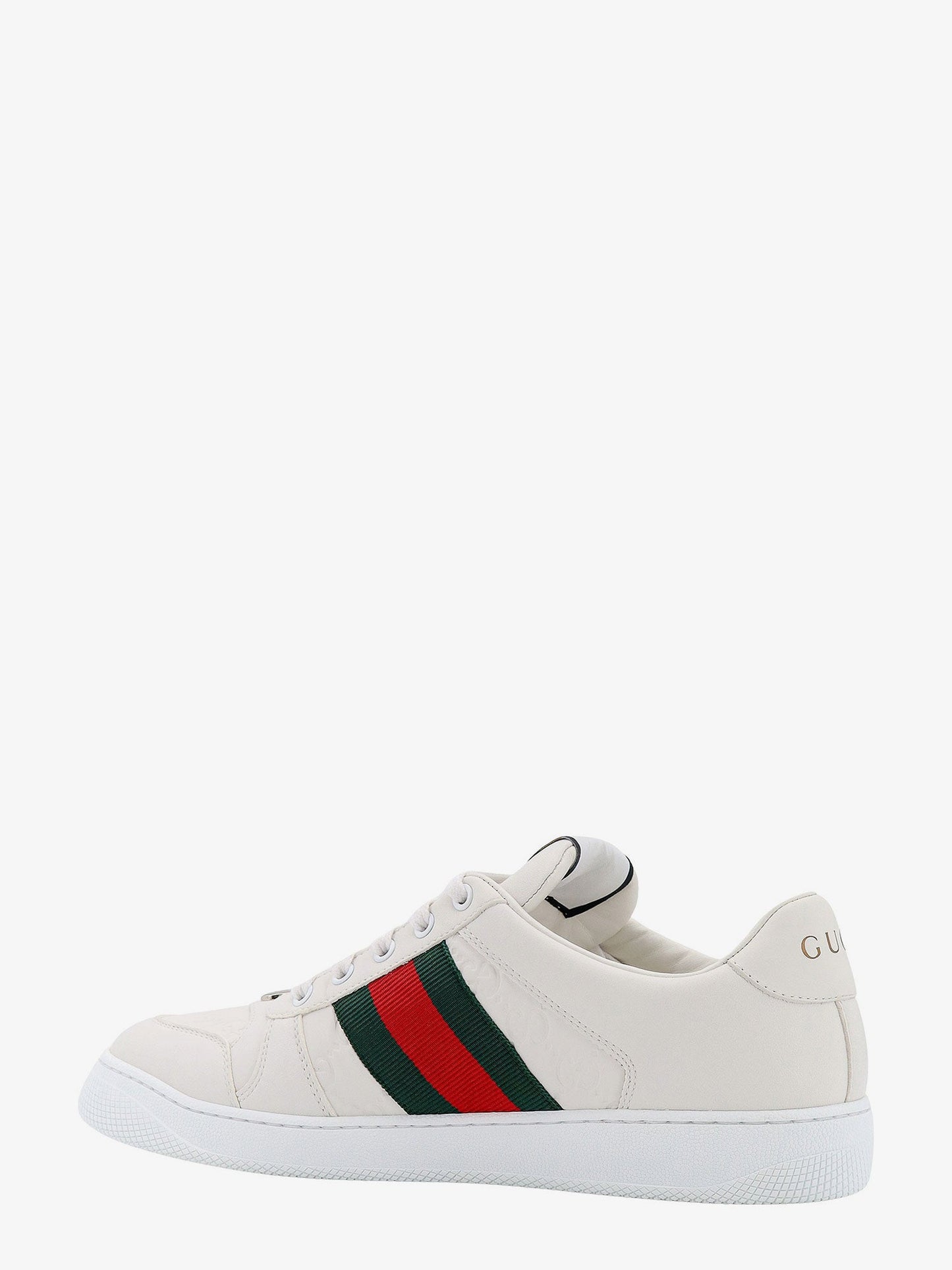 Gucci Leather Sneakers With Lateral Web Band