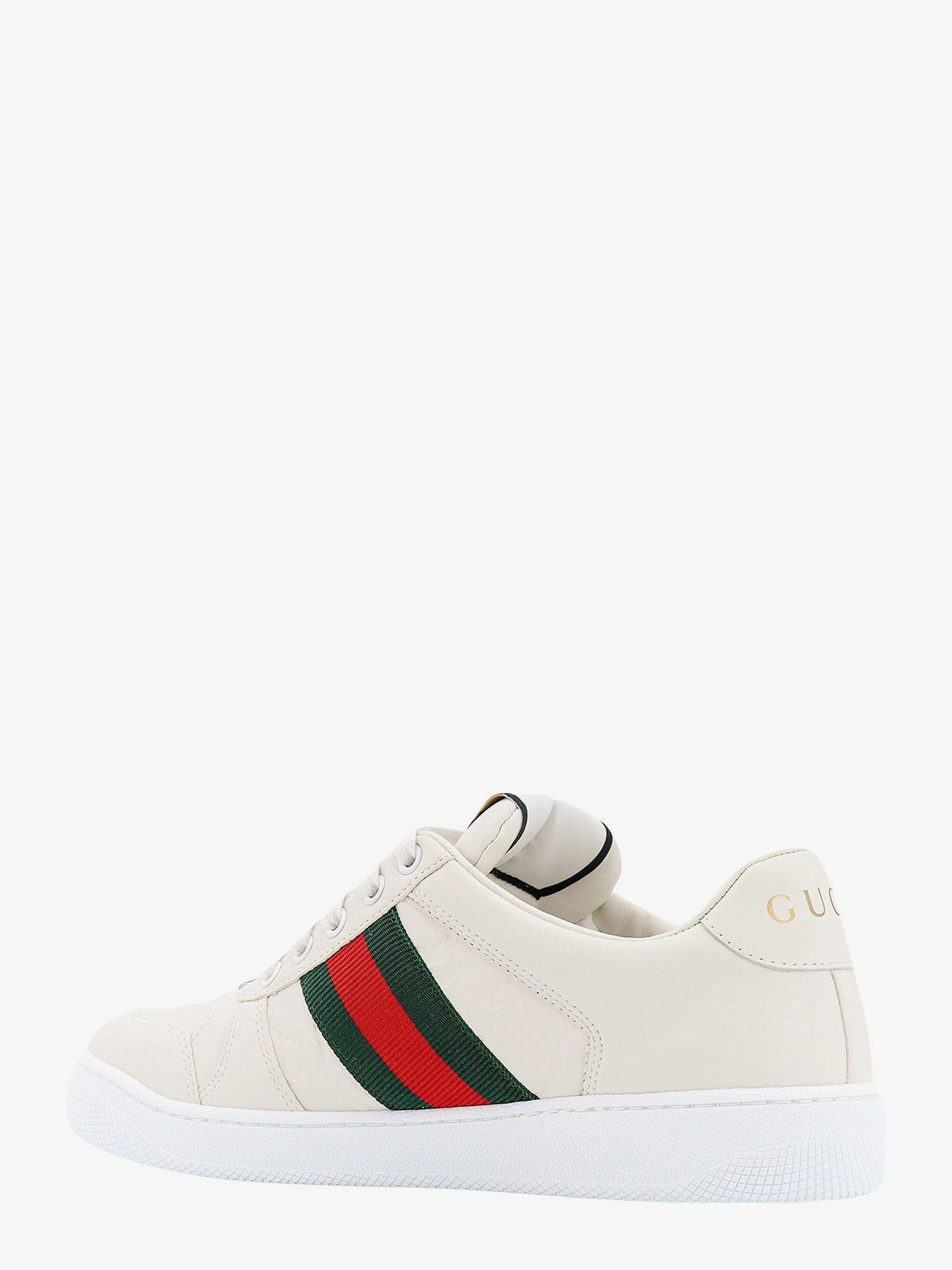 Gucci Leather Sneakers With Lateral Web Band