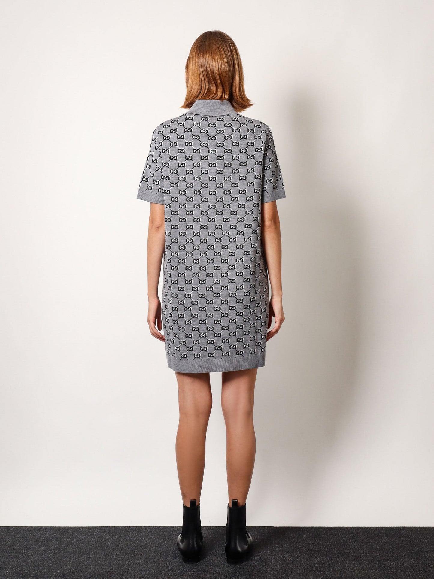 Gucci Gg Wool Dress With Ribbed Profiles