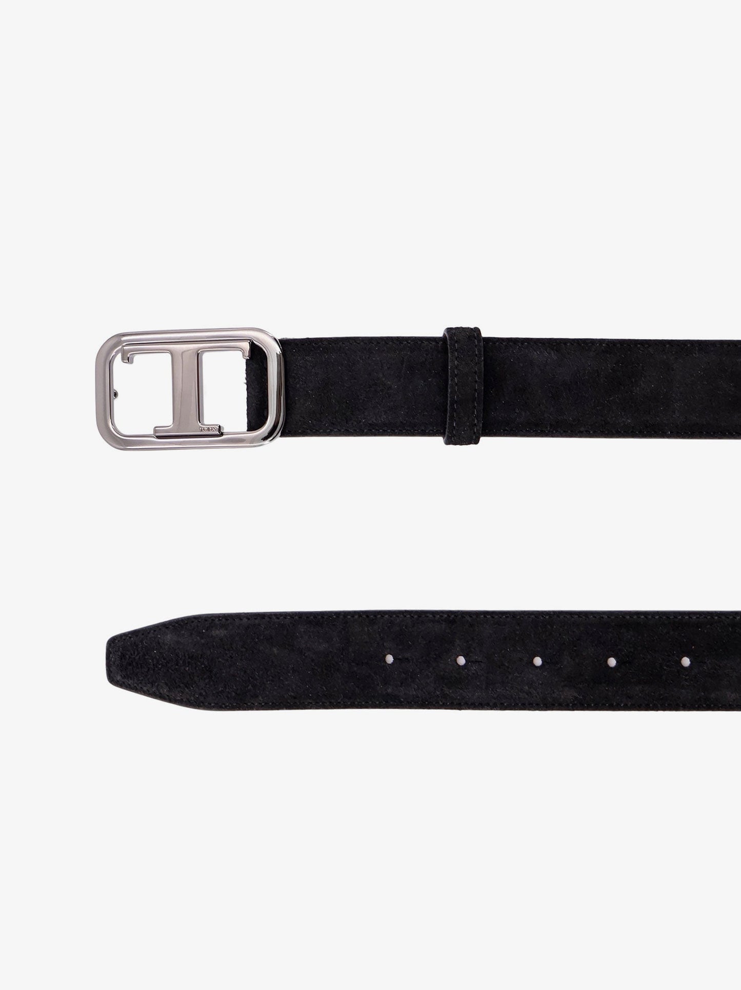 Tod's Leather Belt With Rectangular Buckle And Tod's T Monogram Metal Detail