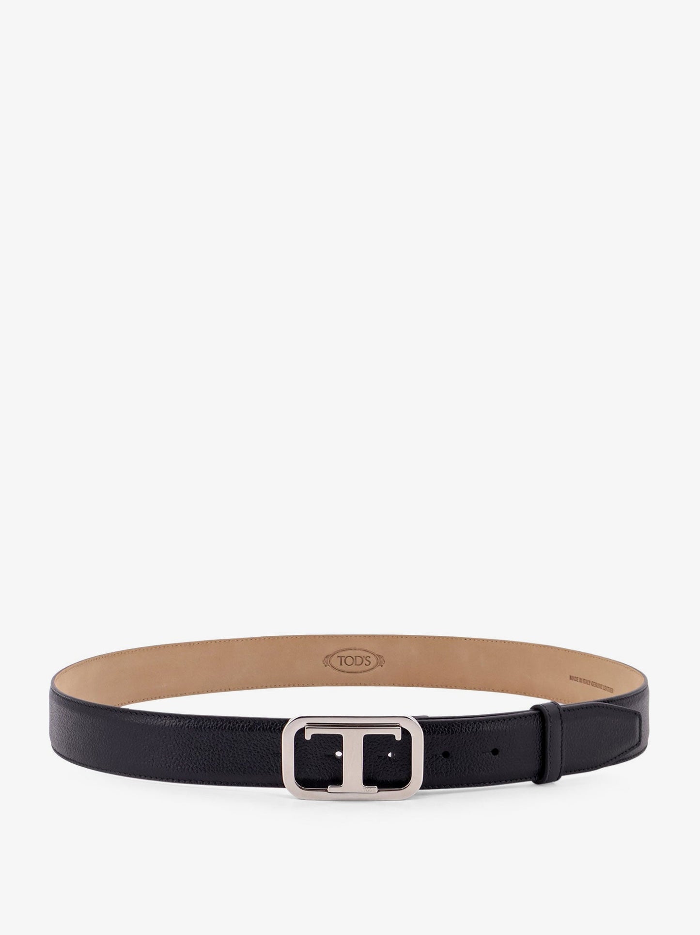 Tod's Leather Belt With Tod's T Monogram Rectangular Buckle