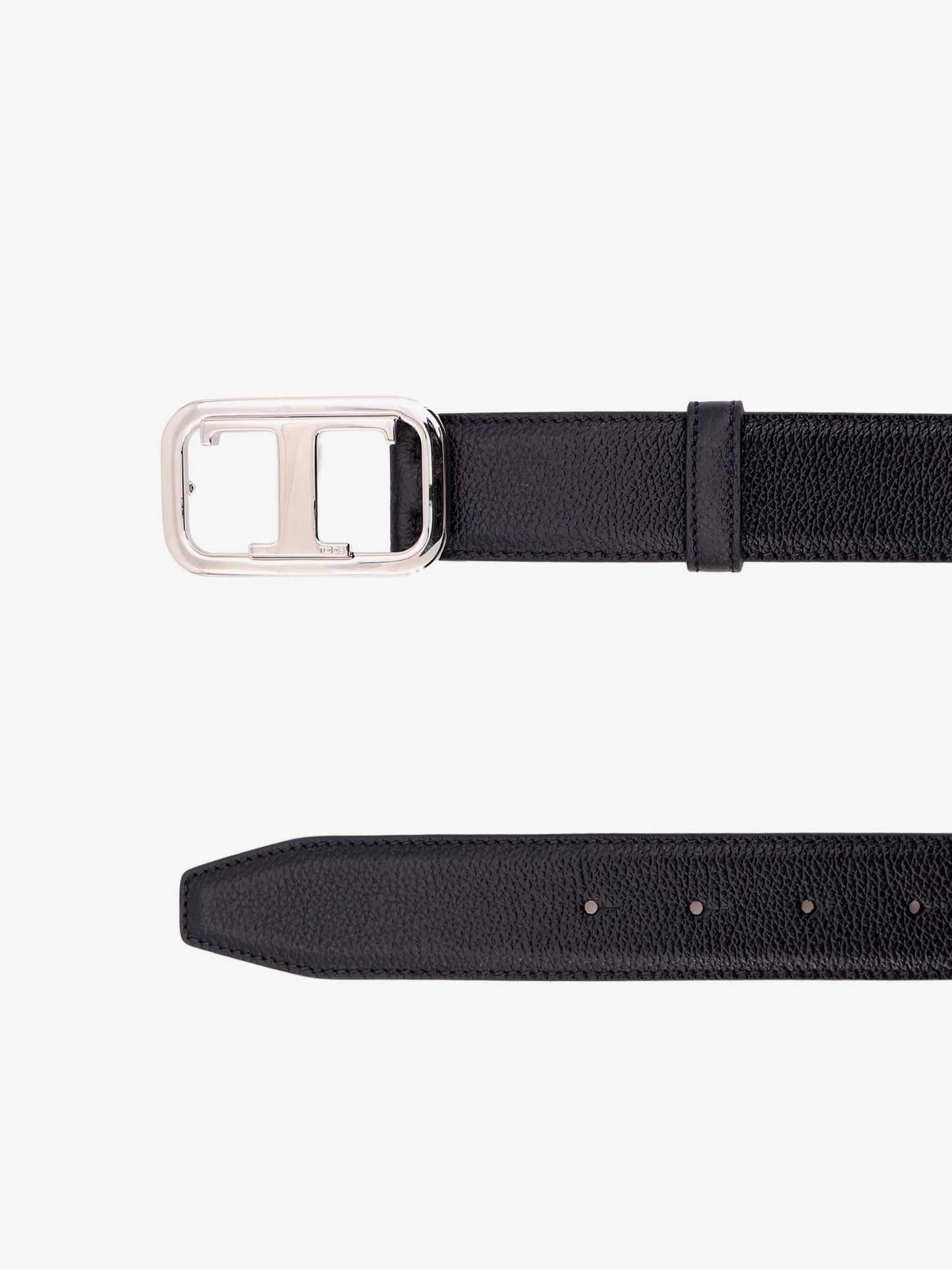 Tod's Leather Belt With Tod's T Monogram Rectangular Buckle