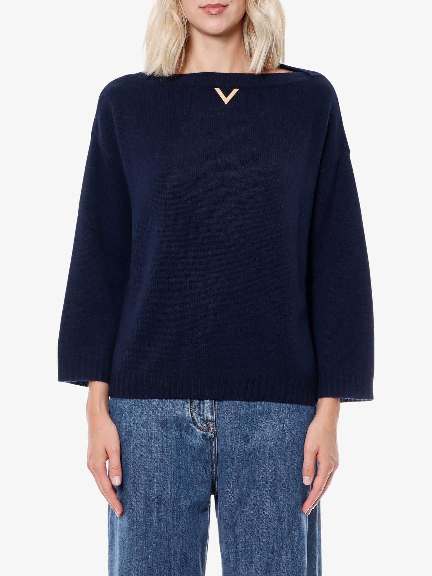 Valentino Cashmere Sweater With Metallic V Detail
