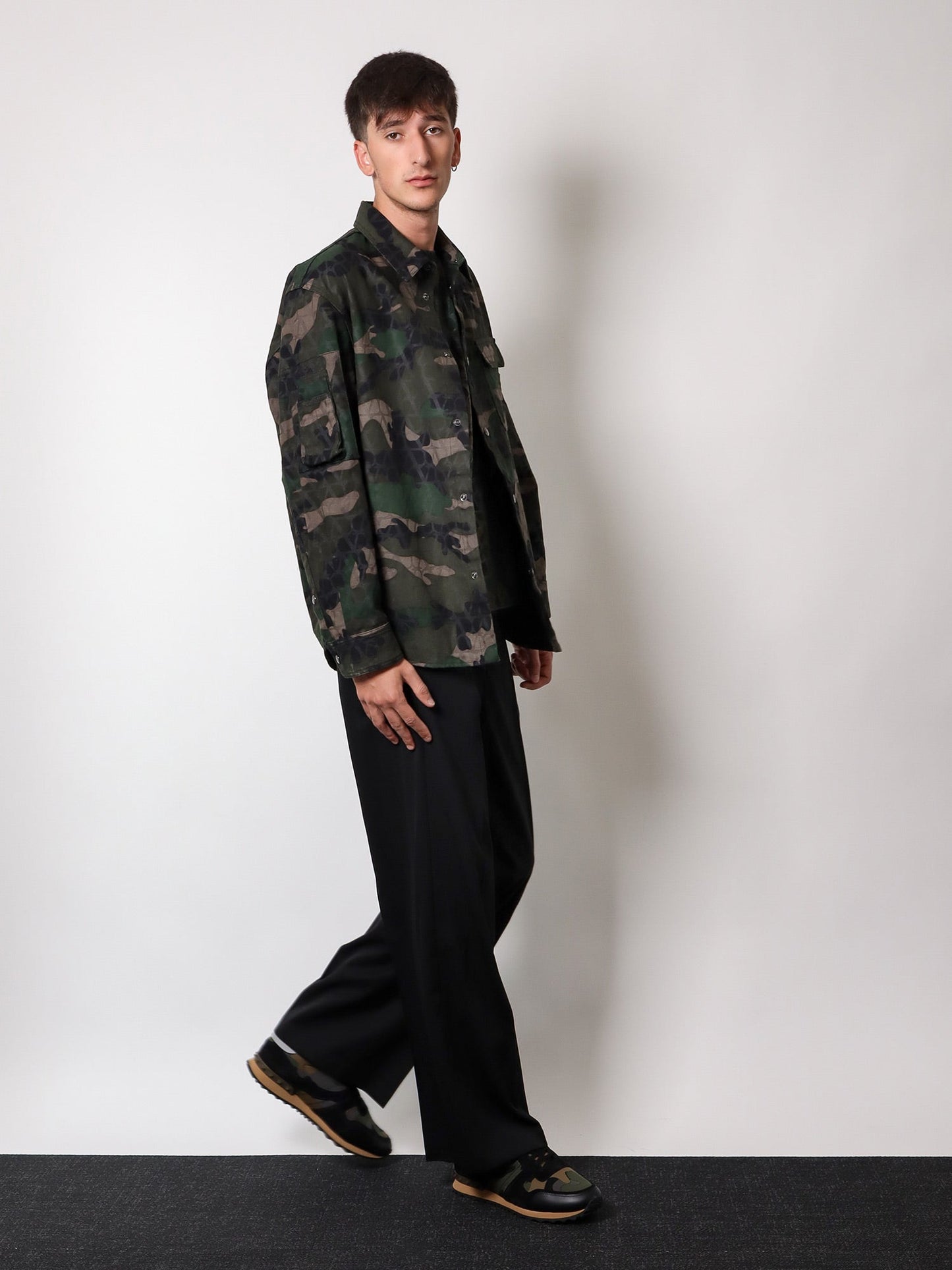 Valentino Cotton Jacket With Camouflage Motif