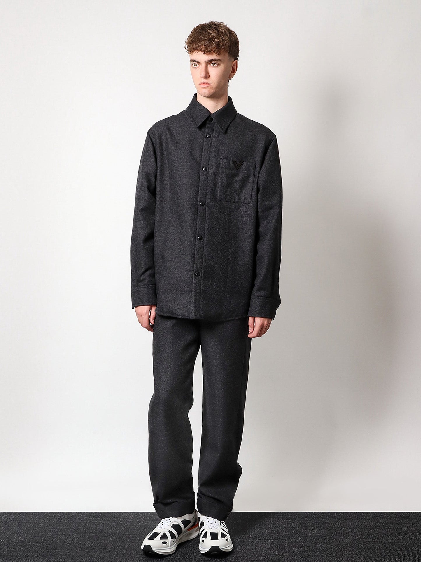 Valentino Virgin Wool Jacket With Metal V Detail