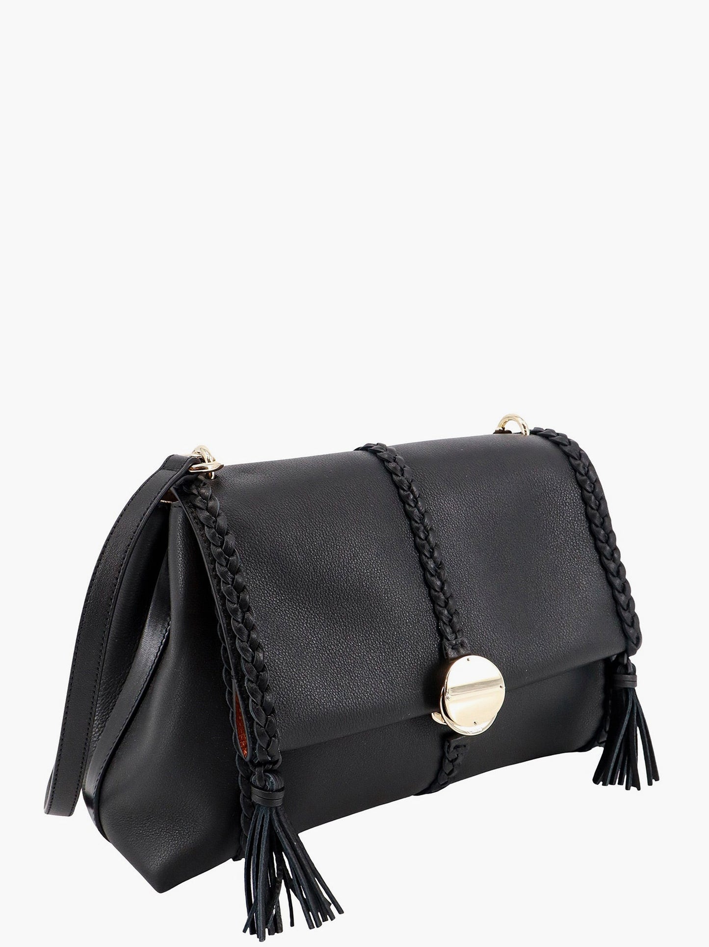 Chloe' Leather Shoulder Bag With Tassels