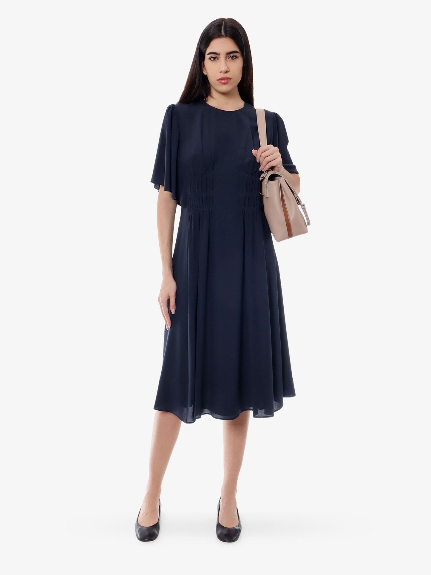 Chloe' Silk Dress With Frontal Drapery