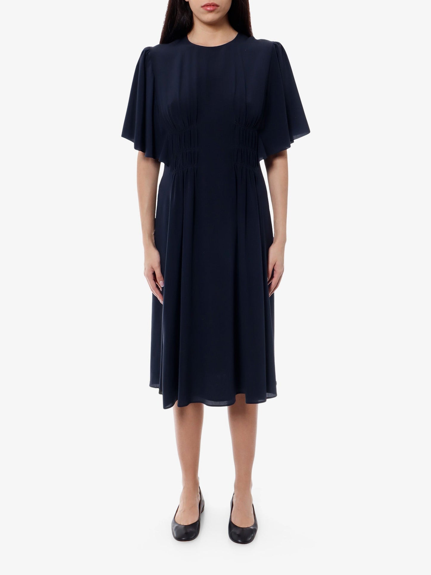 Chloe' Silk Dress With Frontal Drapery