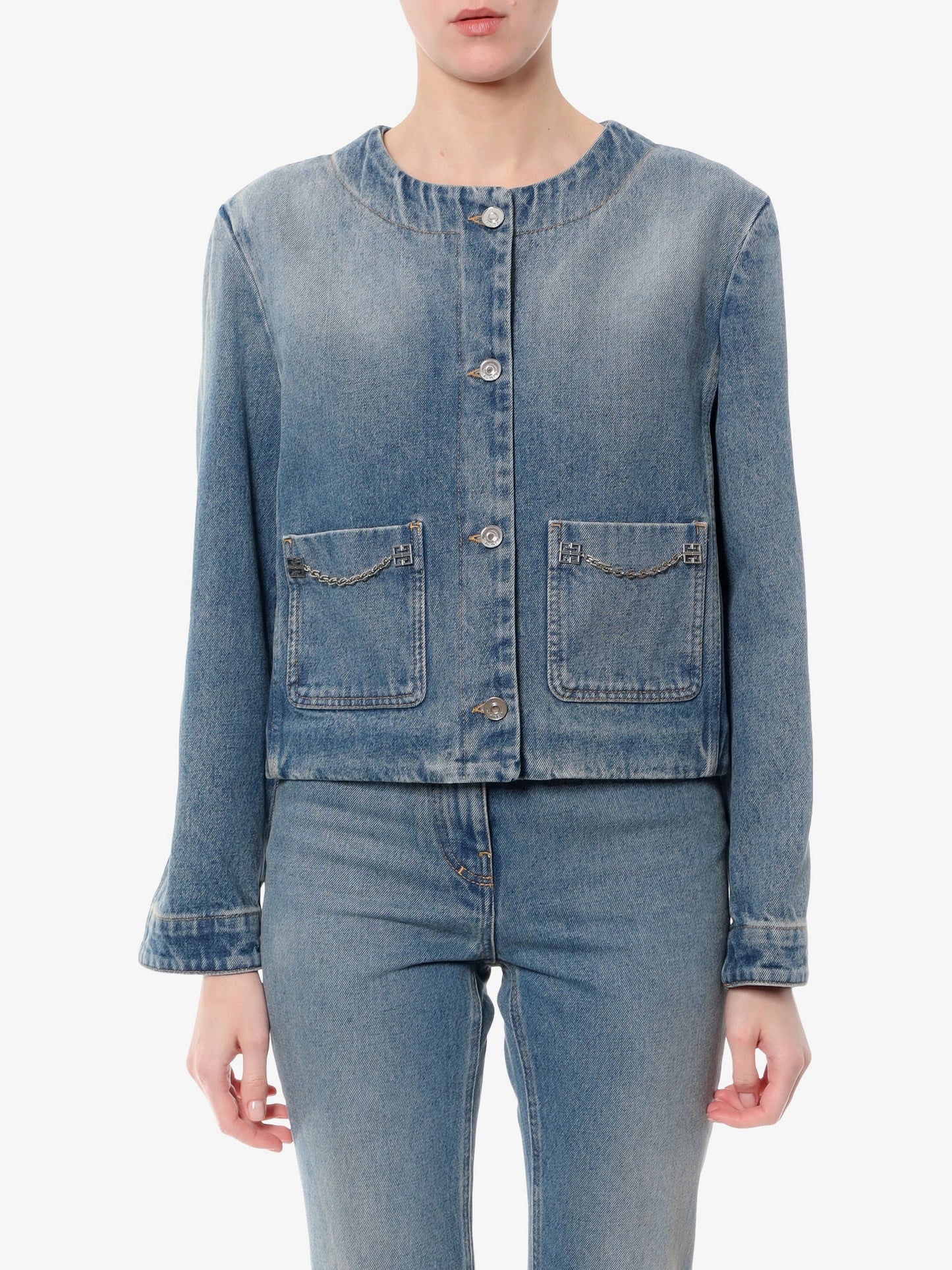 Givenchy Denim Jacket With Metal 4g Chain