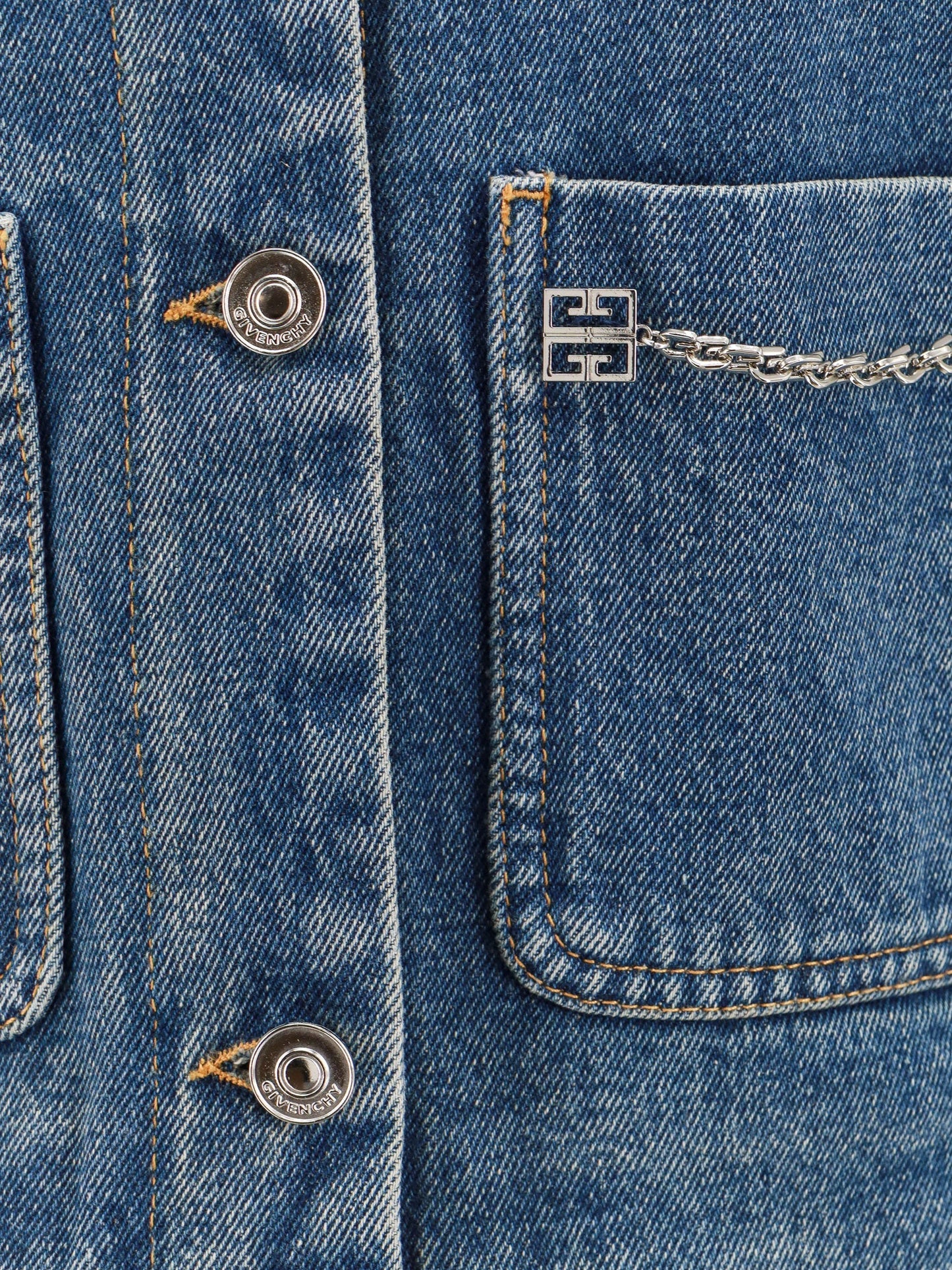 Givenchy Denim Jacket With Metal 4g Chain