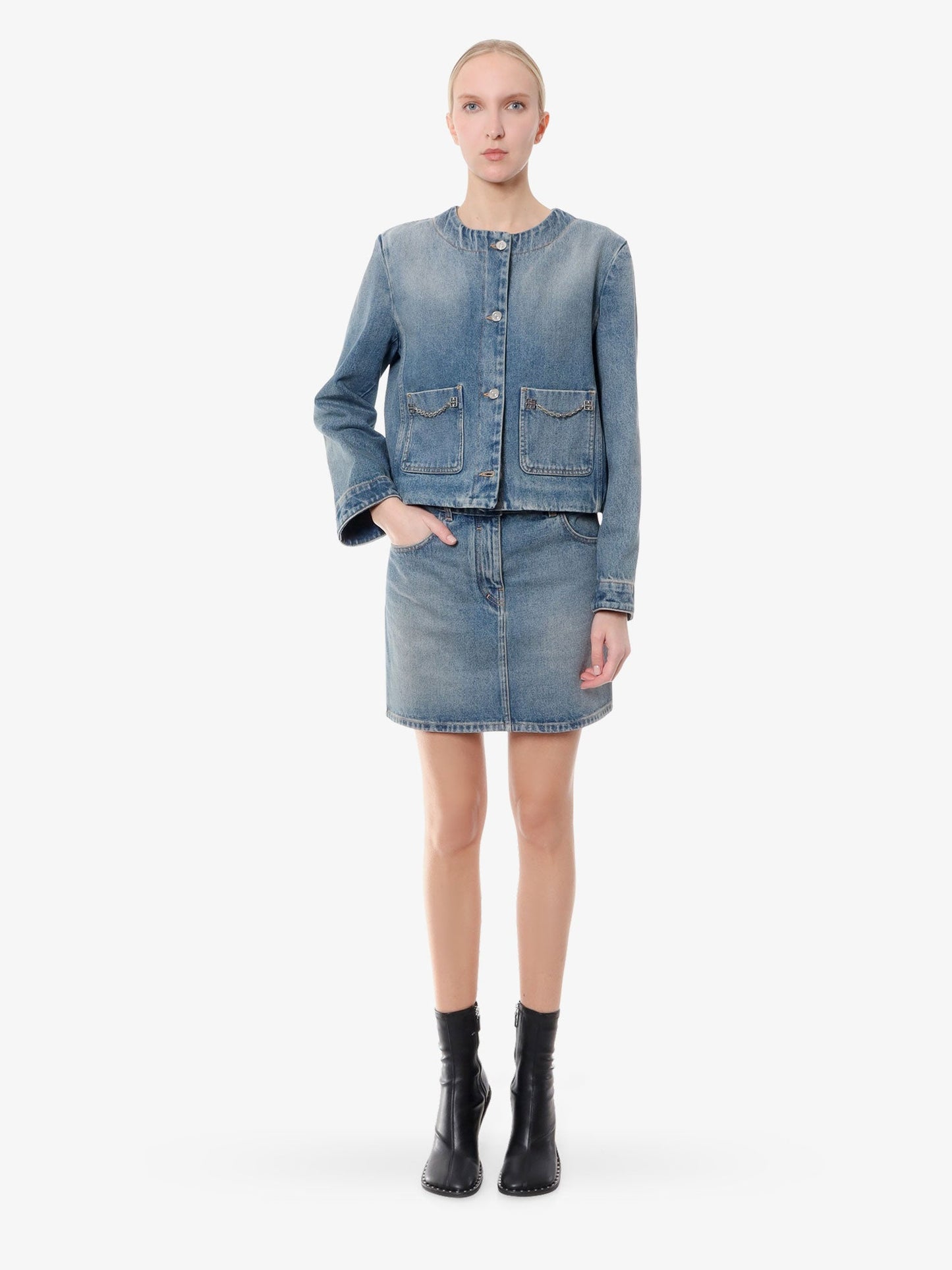 Givenchy Denim Skirt With 4g Chain