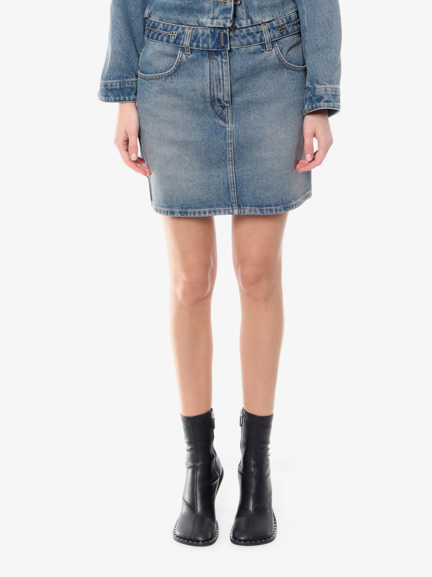 Givenchy Denim Skirt With 4g Chain
