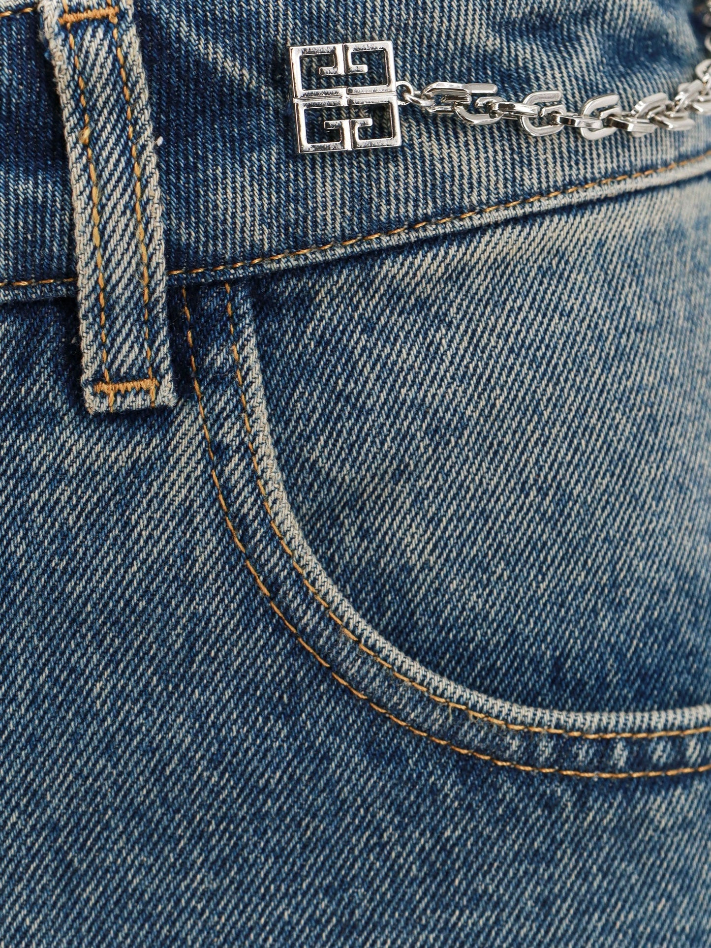 Givenchy Denim Skirt With 4g Chain