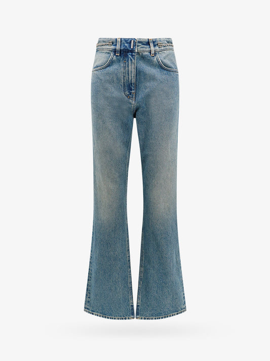 Givenchy Cotton Boot Cut Jeans With 4g Chain