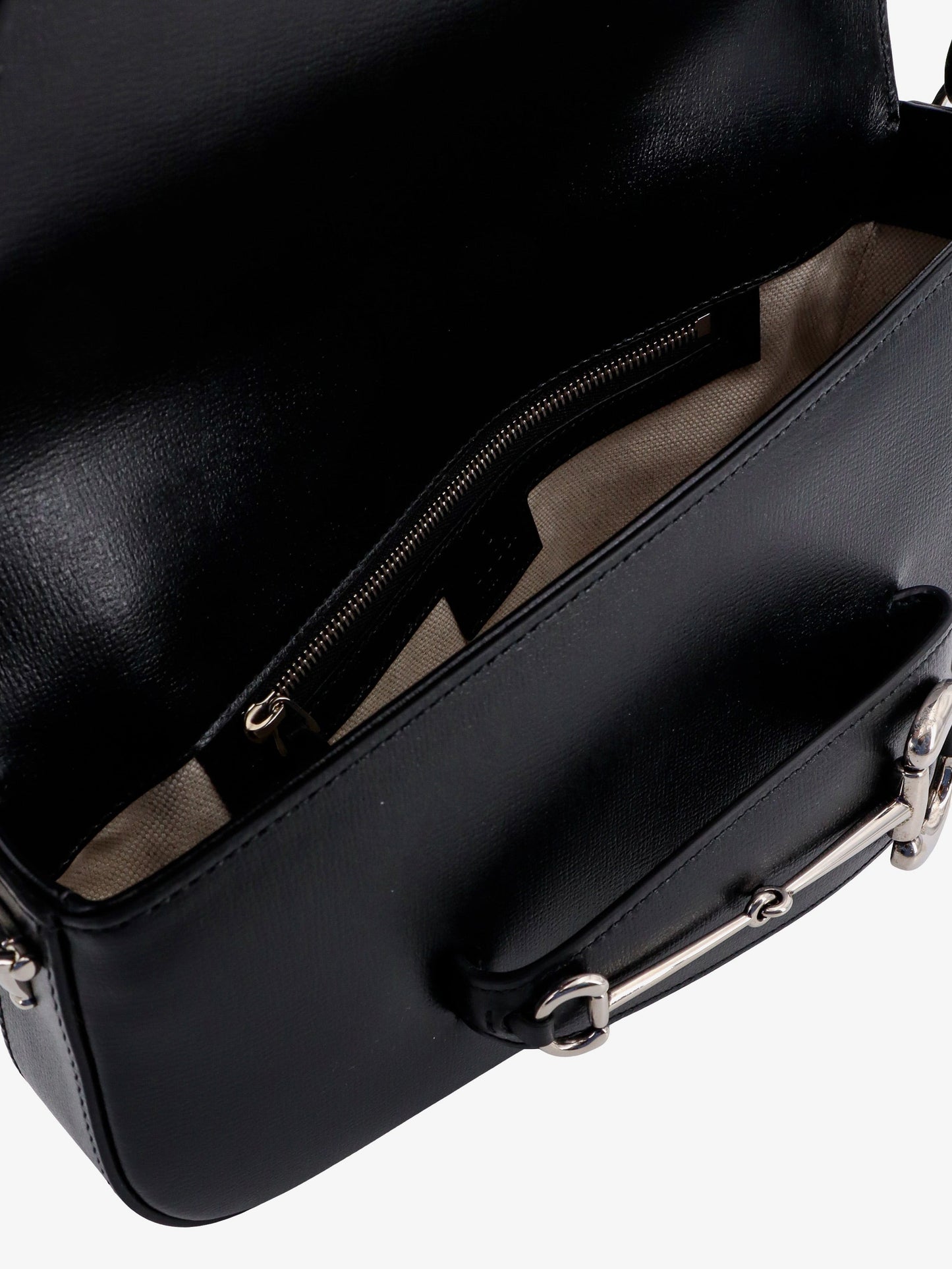 Gucci Leather Shoulder Bag With Iconic Frontal Horsebit