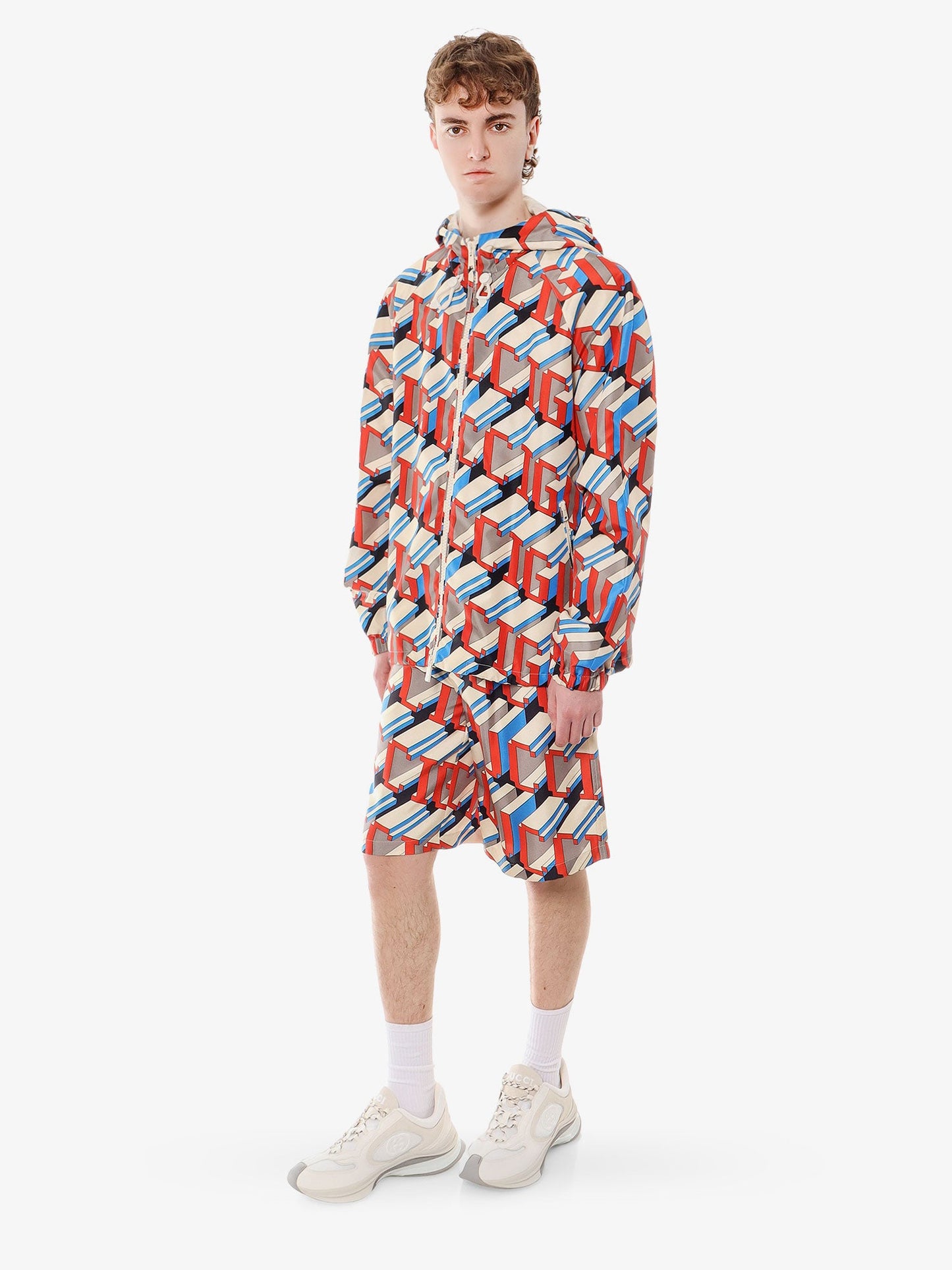 Gucci Nylon Jacket With Gucci Pixel Print