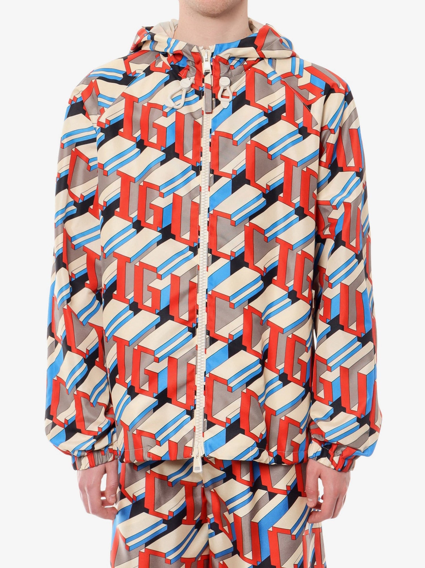 Gucci Nylon Jacket With Gucci Pixel Print