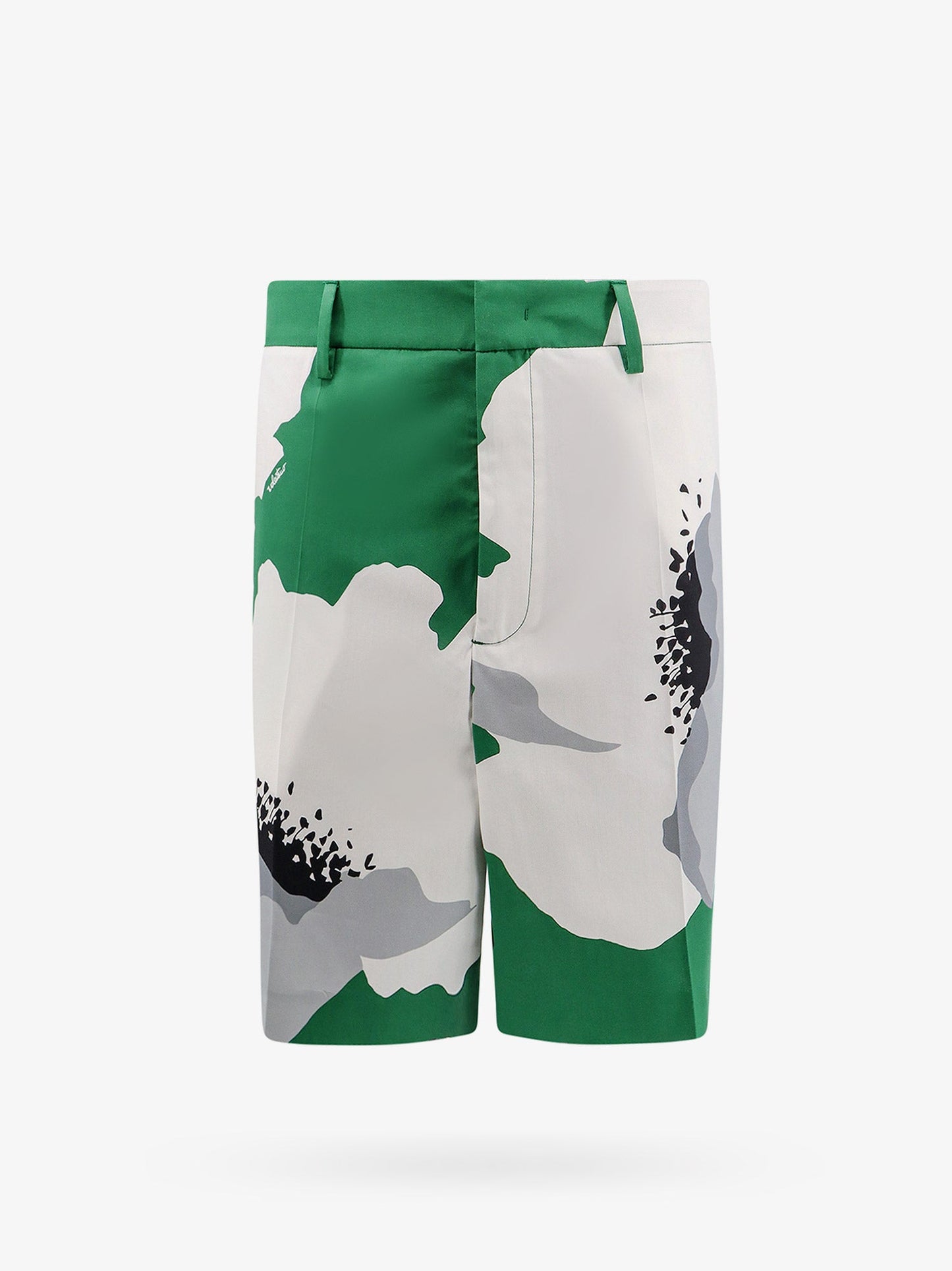 Valentino Cotton Bermuda Shorts With Valentino Flower Portrait Print
