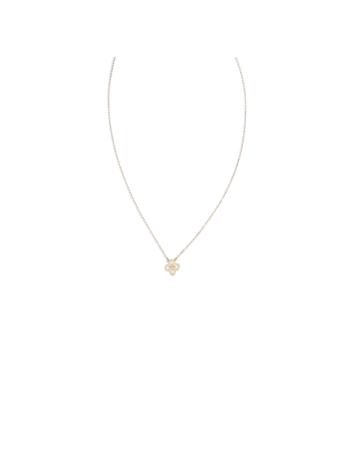 Tory Burch Forget Me Not Clover Pendant Necklace - Tory Gold