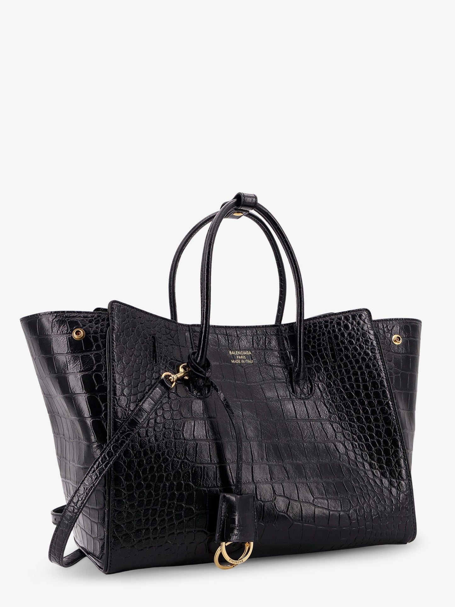 Balenciaga All Hampton Small Leather Shoulder Bag With Croco Effect