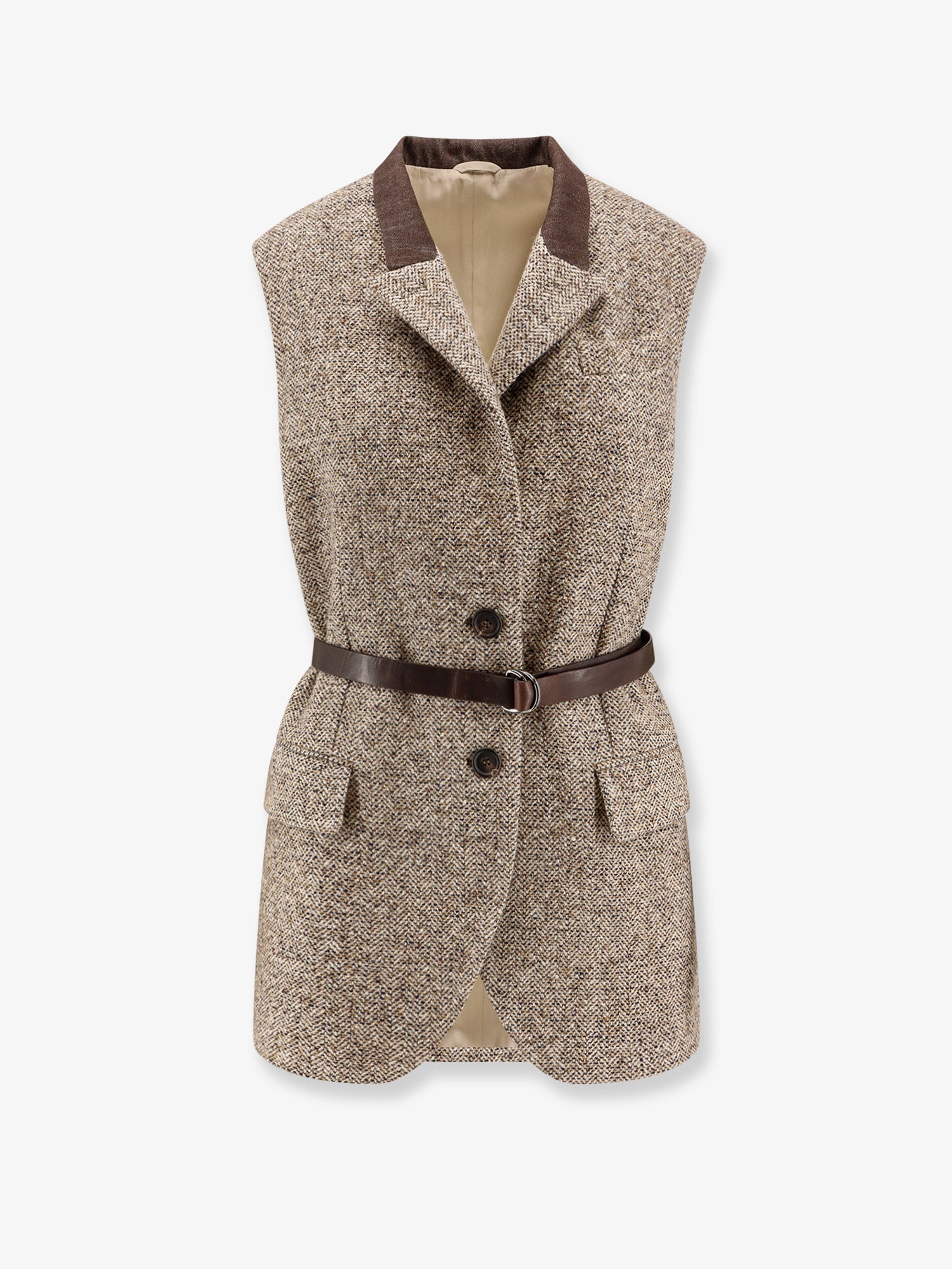アウターその他 BRUNELLO CUCINELLI Wool blend vest leather belt BRUNELLO CUCINELLI Wool blend vest with leather belt – Modishus