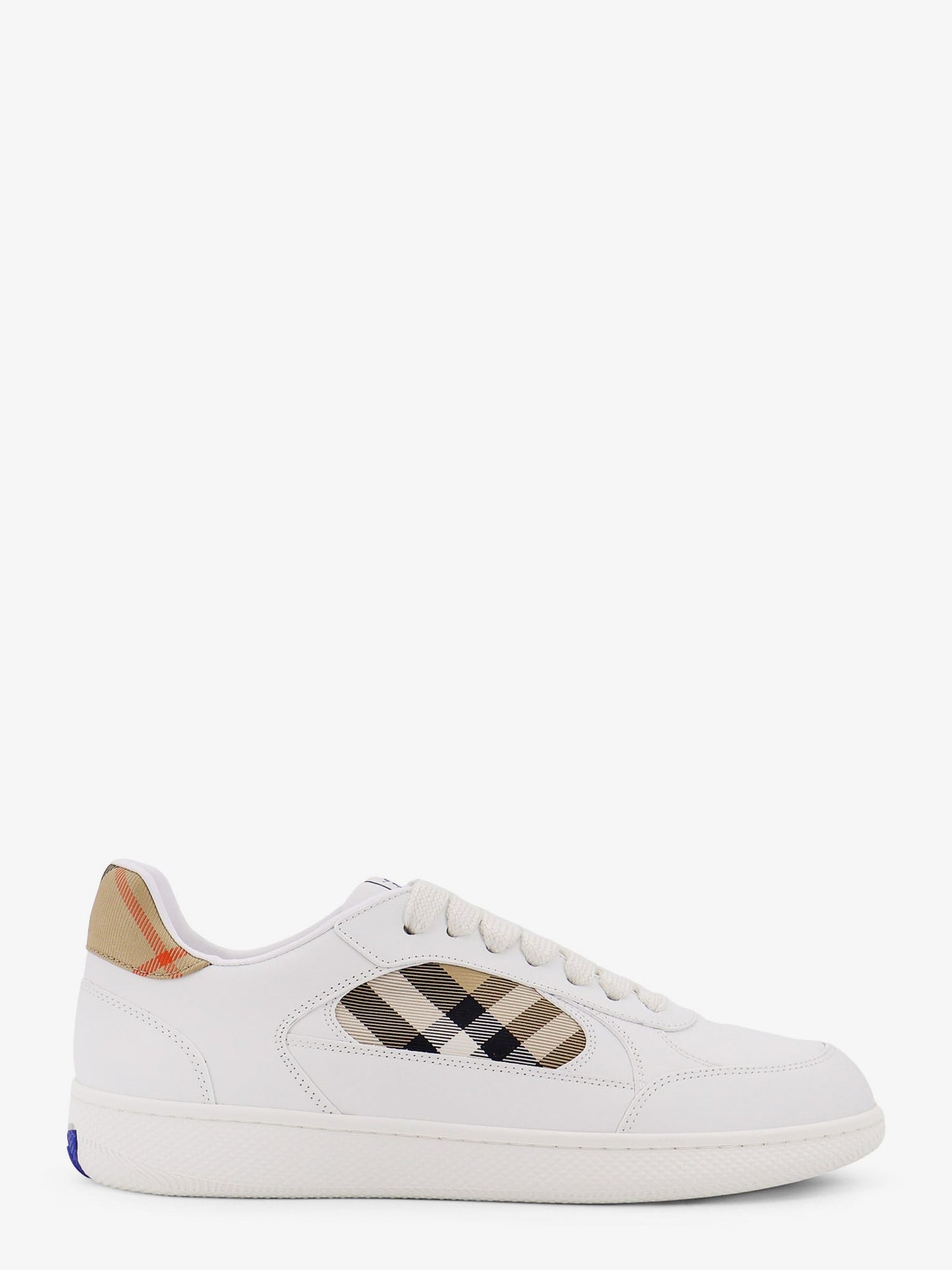 Burberry Low Top Leather Sneakers With Check Inserts
