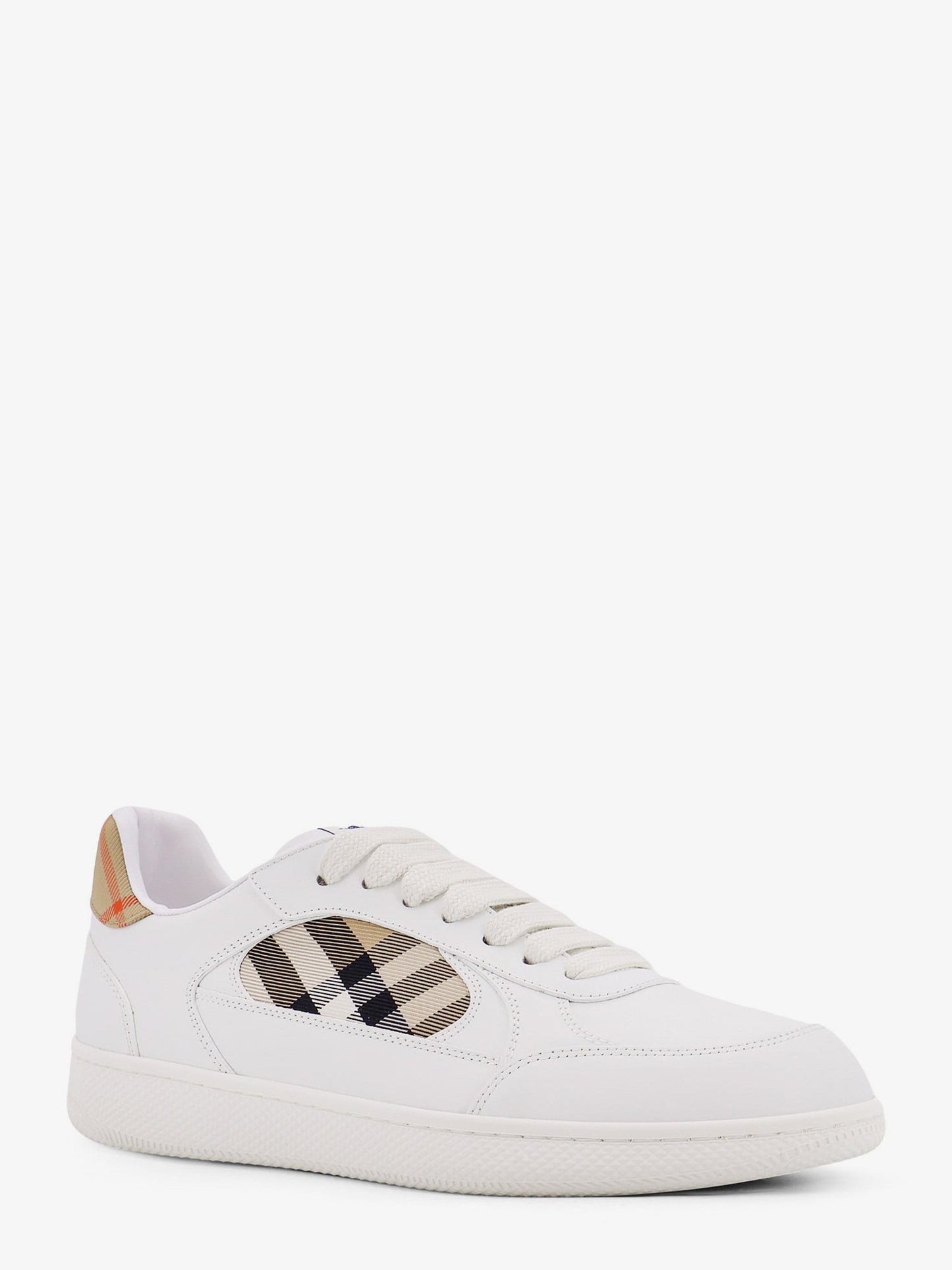 Burberry Low Top Leather Sneakers With Check Inserts