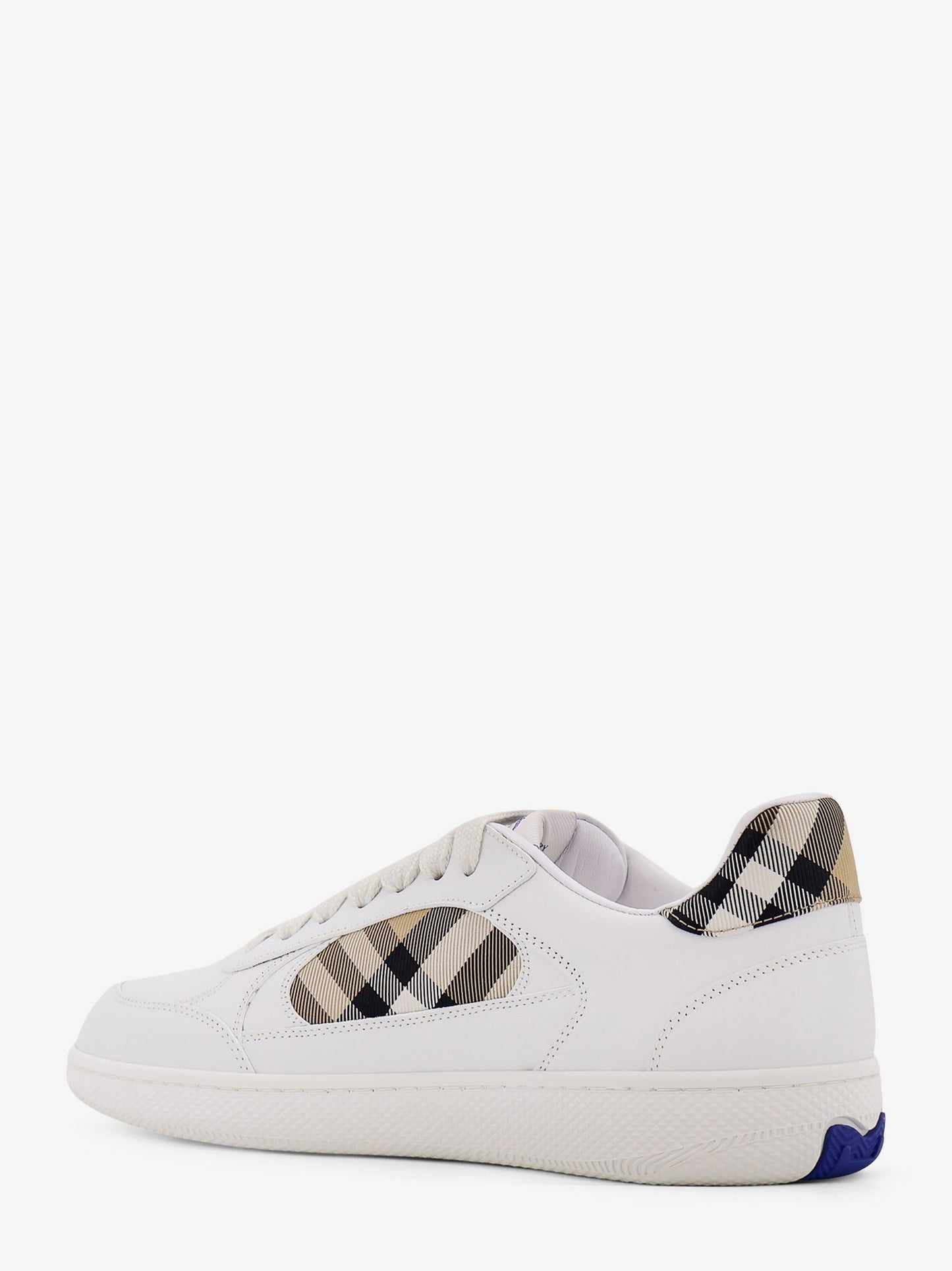 Burberry Low Top Leather Sneakers With Check Inserts