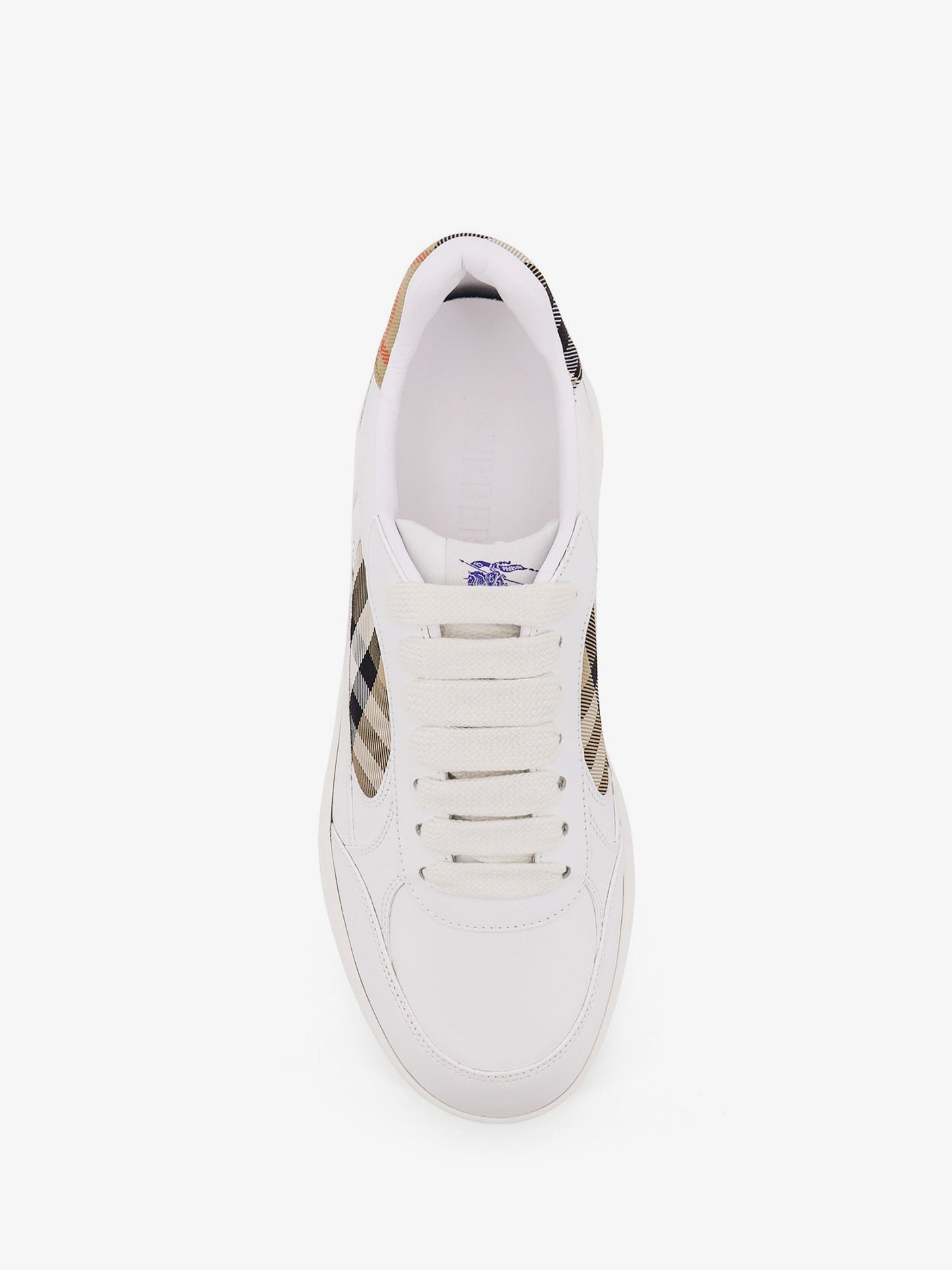 Burberry Low Top Leather Sneakers With Check Inserts