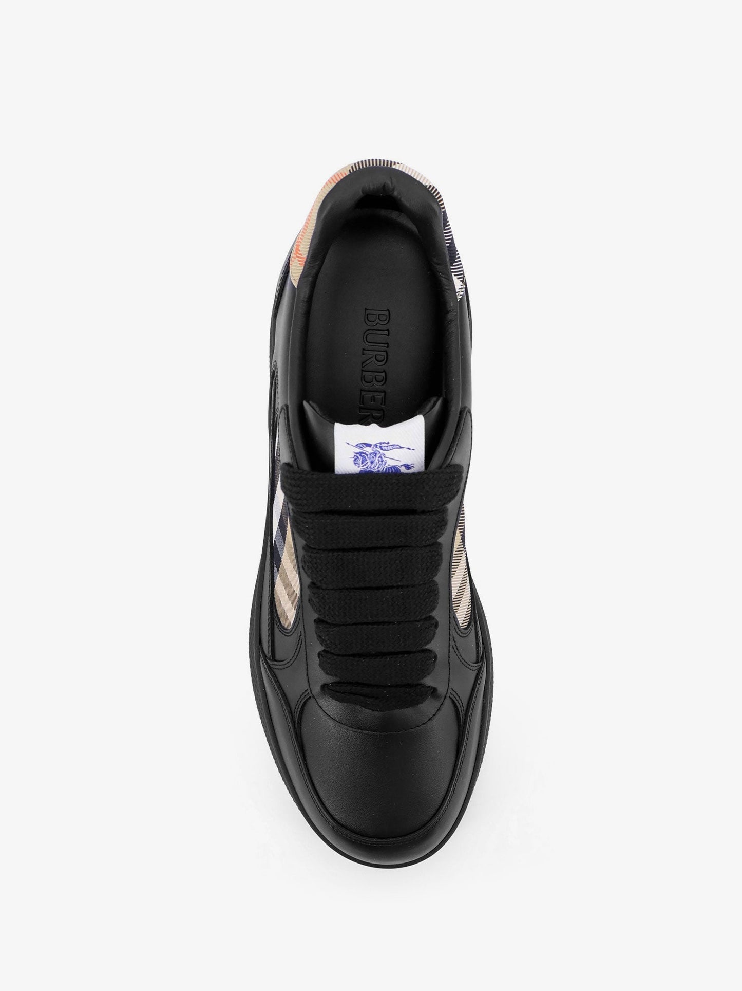 Burberry Leather Sneakers With Traditional Check Inserts