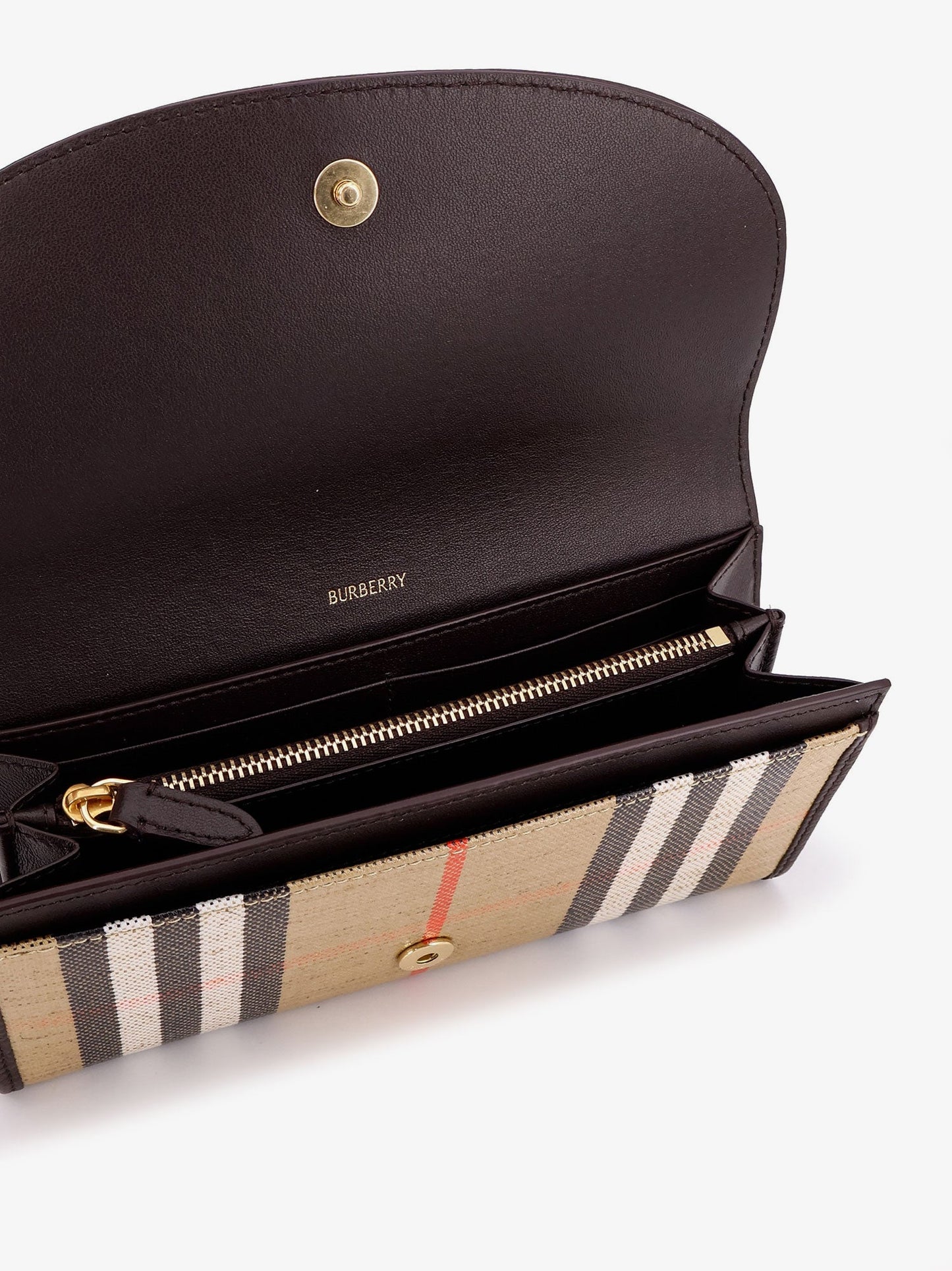 Burberry Coated Canvas Wallet With Burberry Check Motif