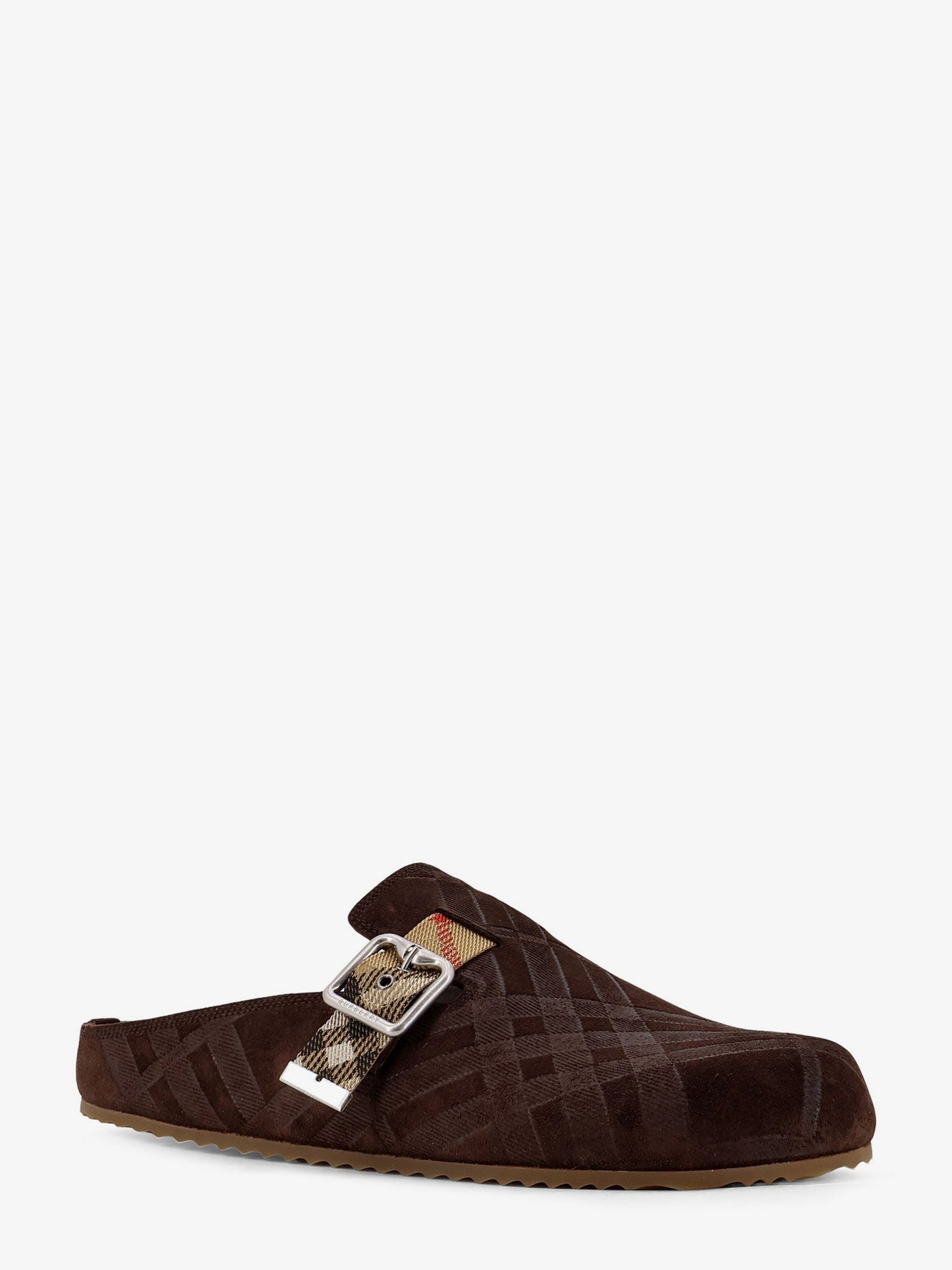 Burberry Leather Mule With Check Motif