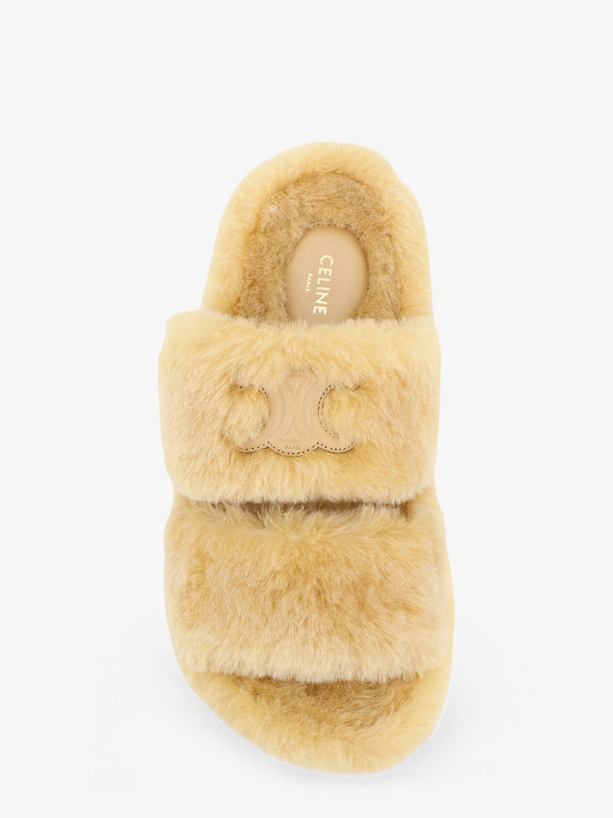 Celine Triomphe Slide 05 shearling sandals - Havana