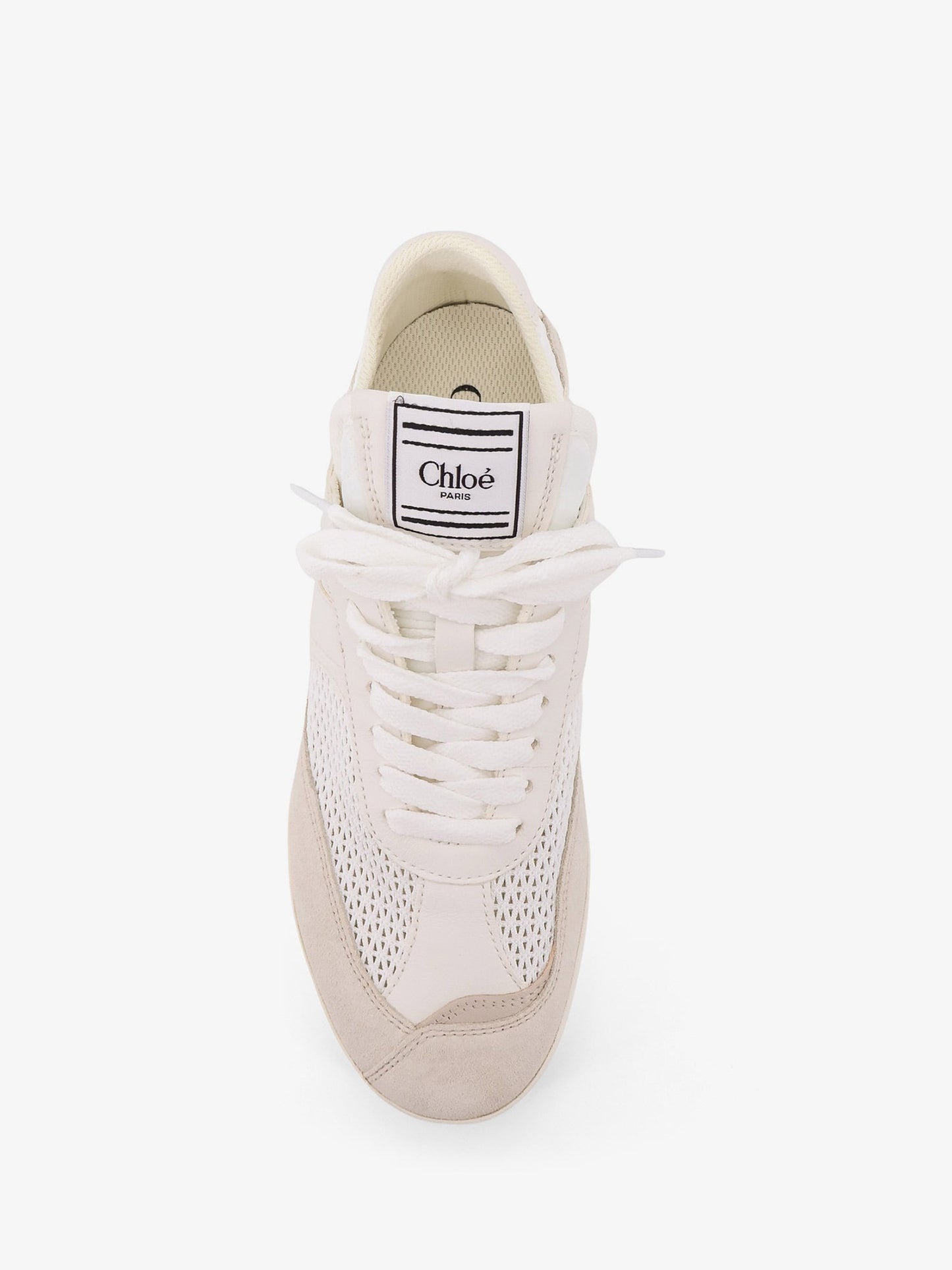 Chloe' Chloé Kick Low Top Leather Sneakers With Mesh Inserts
