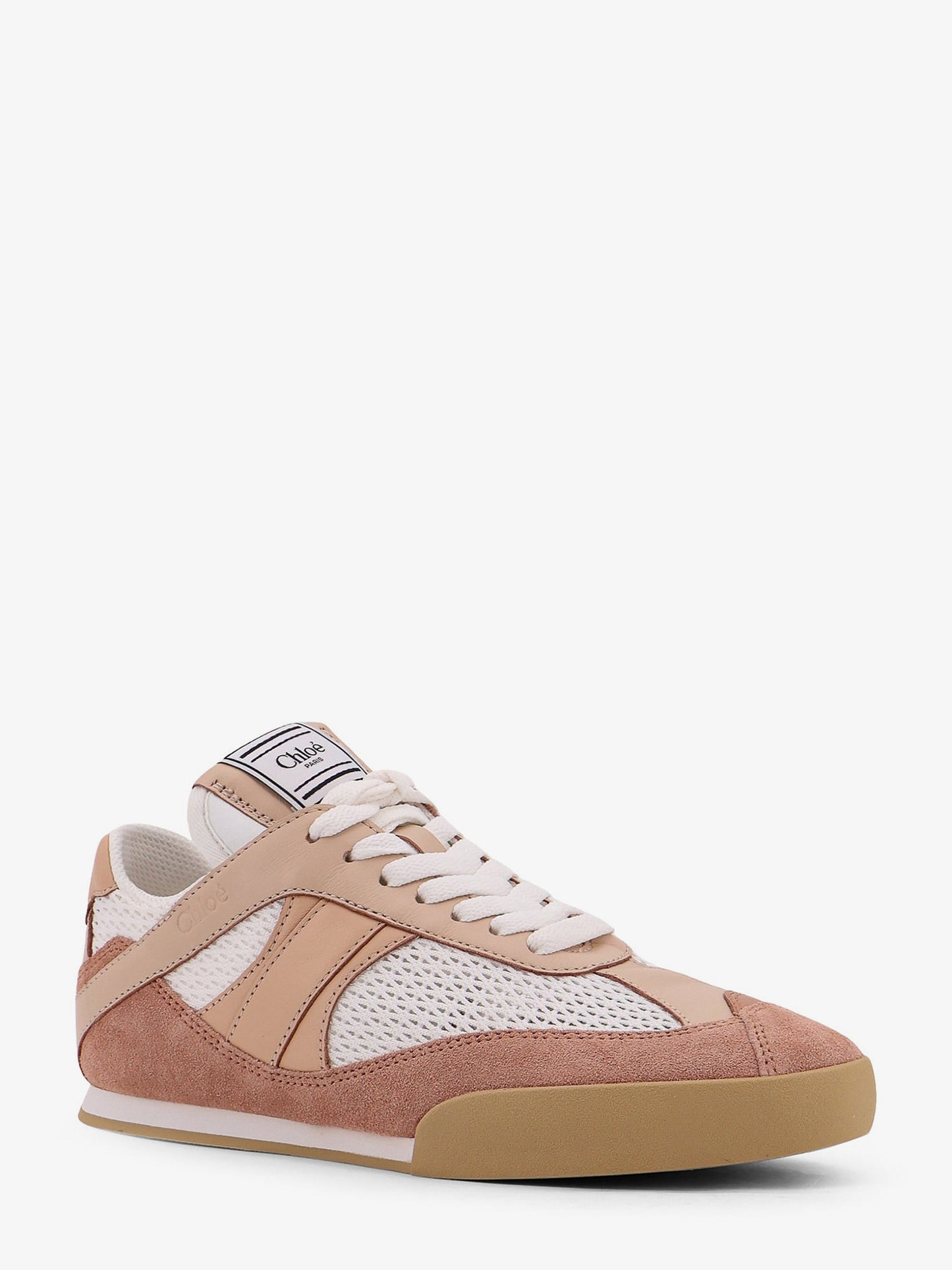 Chloe' Chloé Kick Low Top Leather Sneakers With Mesh Inserts