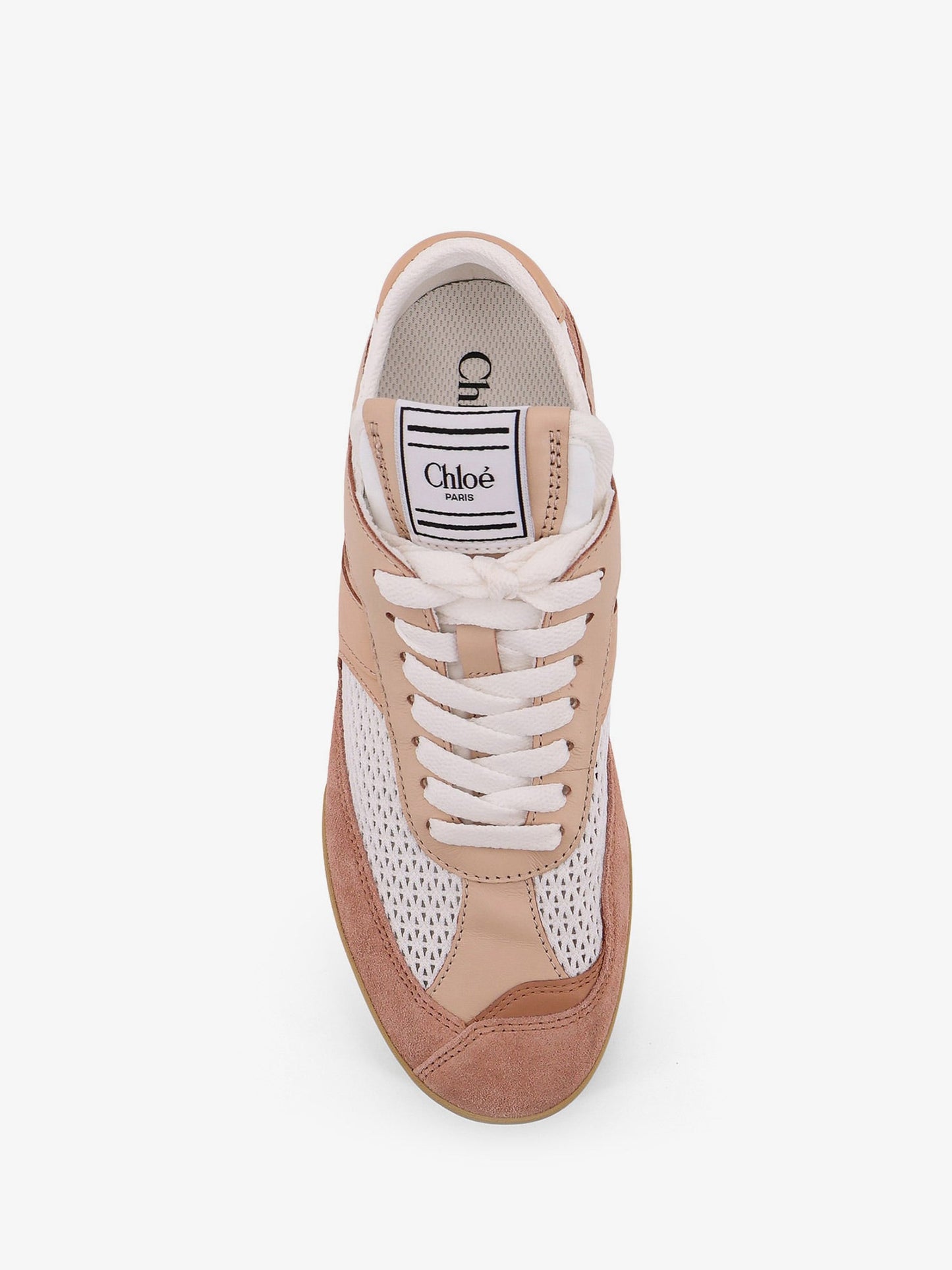 Chloe' Chloé Kick Low Top Leather Sneakers With Mesh Inserts
