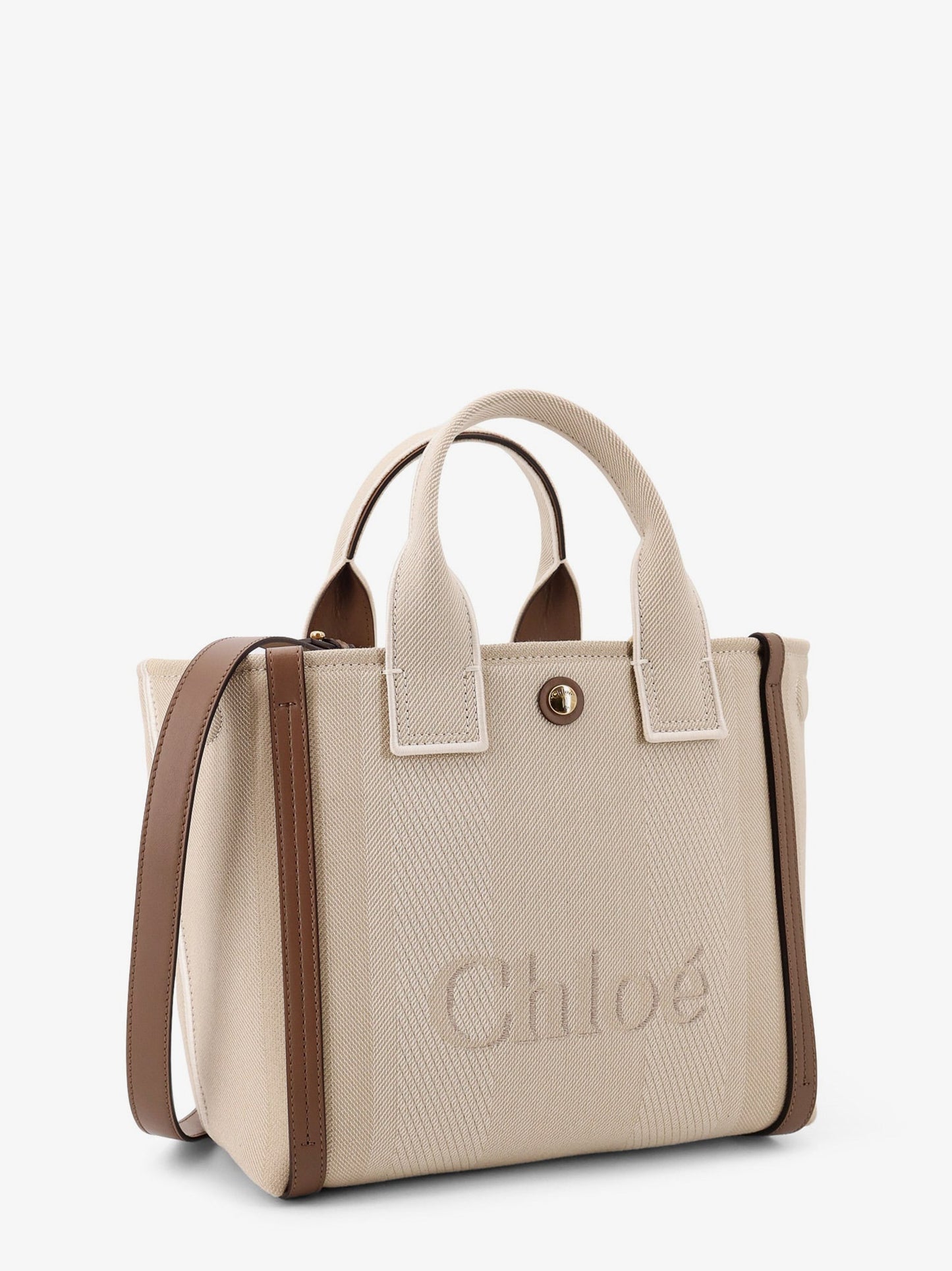 Chloe' Chloé Carry Canvas Shoulder Bag With Logo Embroidery