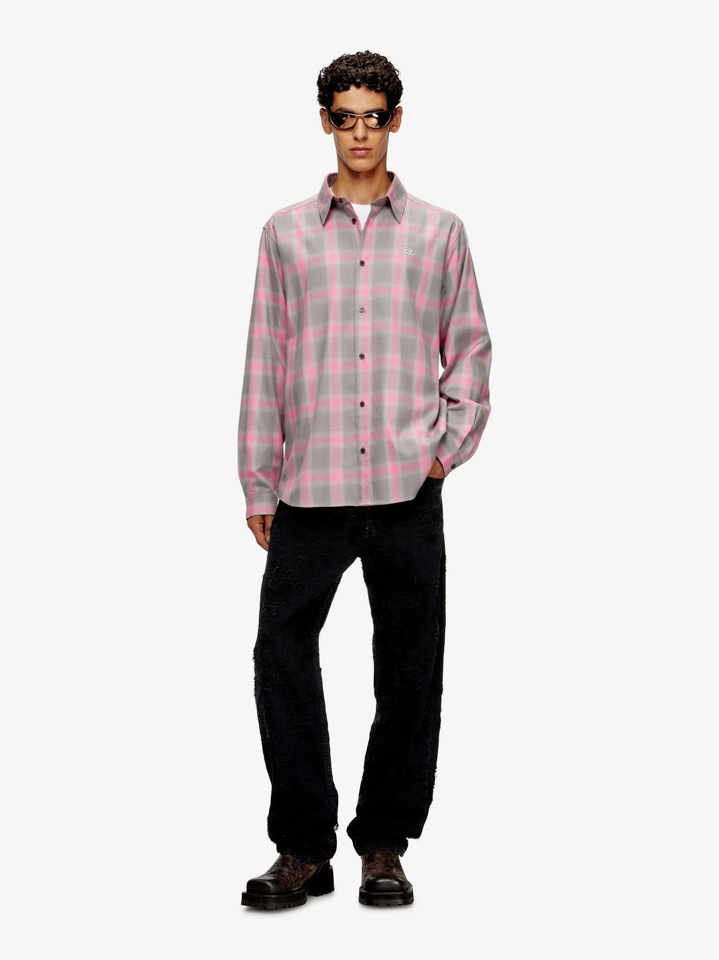 Diesel S Simply Check Cotton Blend Shirt
