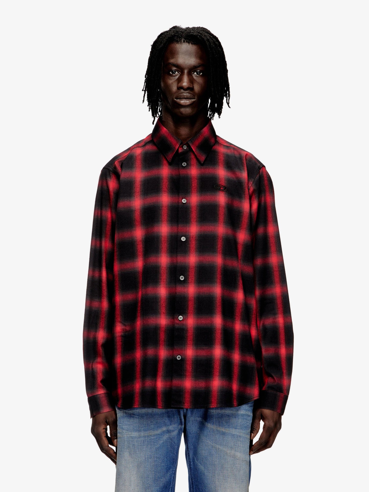 Diesel S Simply Check Cotton Blend Shirt