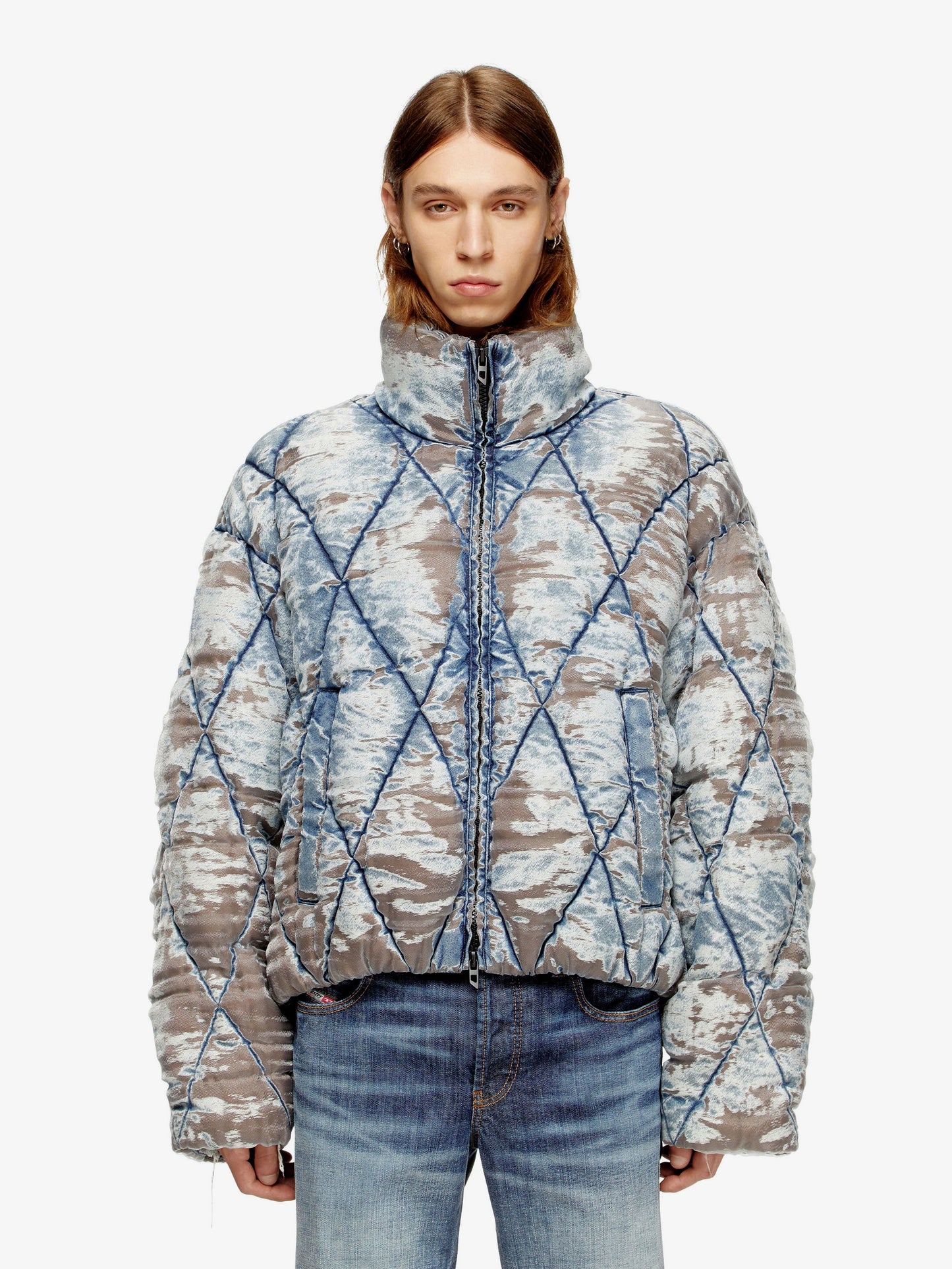 Diesel W Kons Down Jacket With Distressed Effect