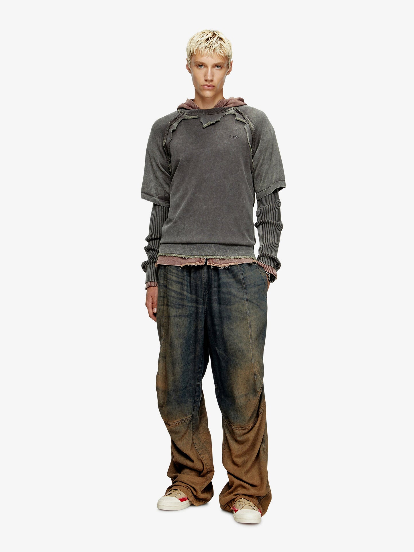Diesel K Petro Cotton Sweatshirt With Distressed Effect