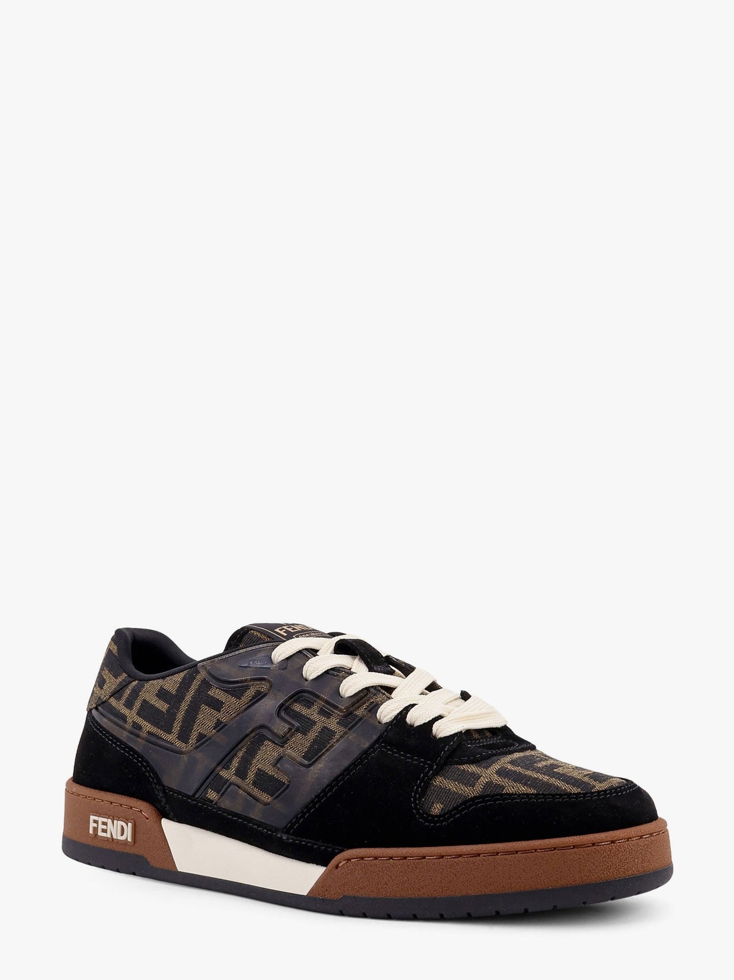 Fendi Fendi Match Low Top Ff Jacquard Fabric And Suede Sneakers
