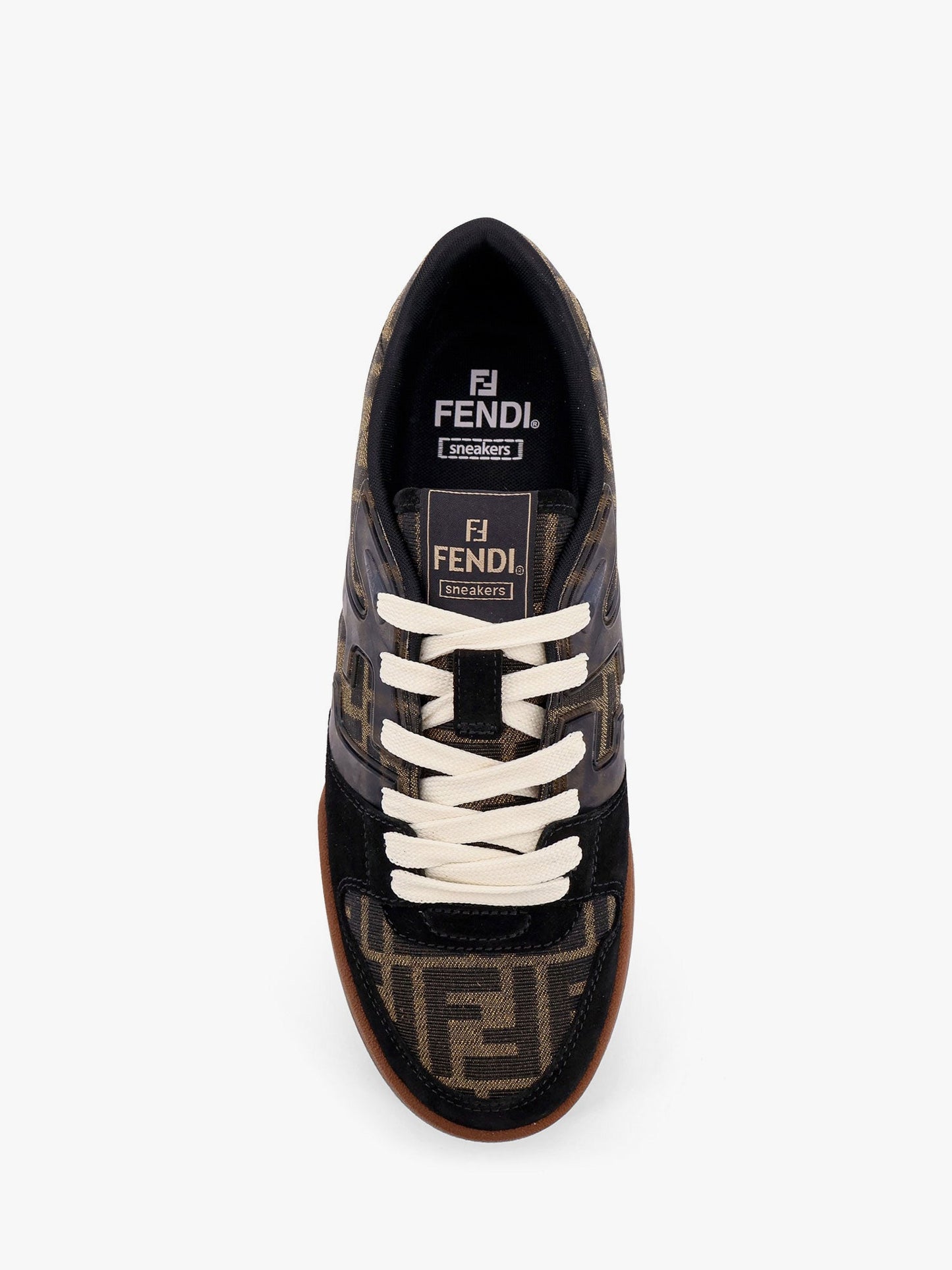 Fendi Fendi Match Low Top Ff Jacquard Fabric And Suede Sneakers