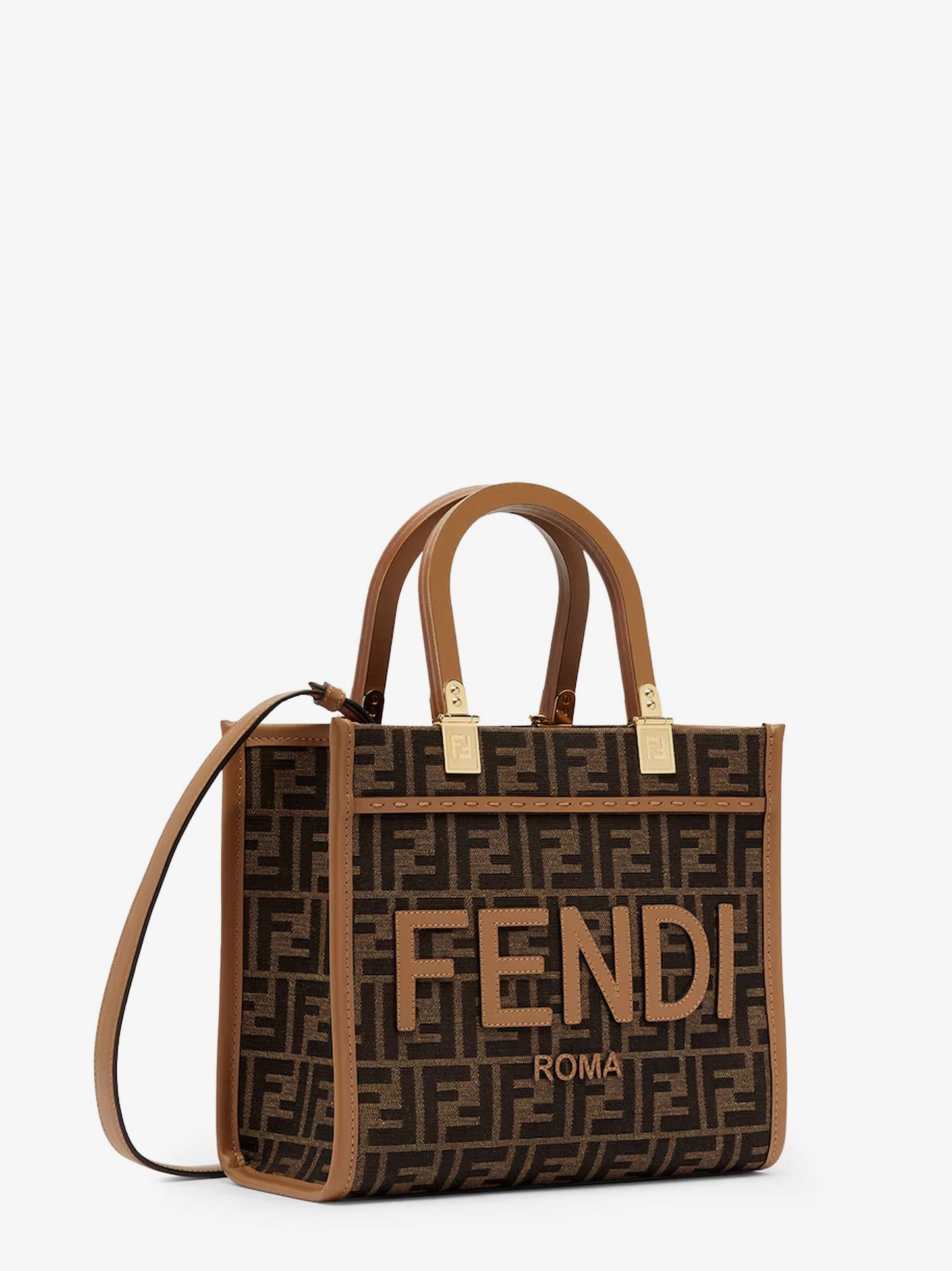 Fendi Fendi Sunshine Small Jacquard Ff Fabric Shoulder Bag
